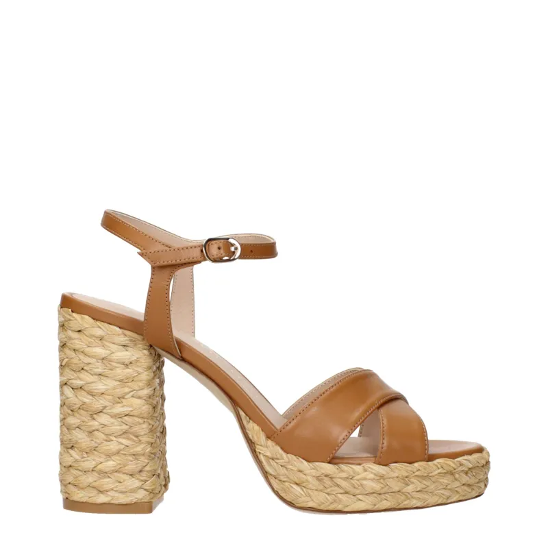 Stuart Weitzman Brown Leather Platform Sandals sold by Siebentaschen