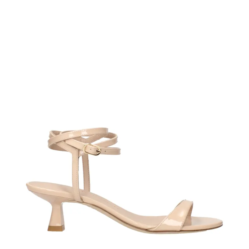 Stuart Weitzman Beige Leather Stiletto Heel Sandals sold by Siebentaschen
