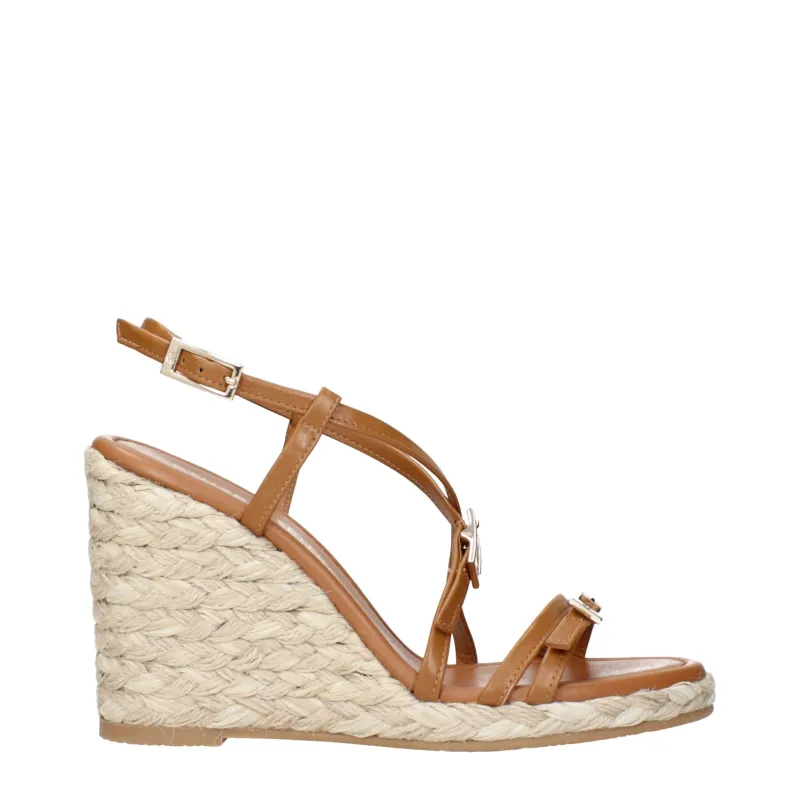 Stuart Weitzman Brown Leather Wedge Sandals sold by Siebentaschen