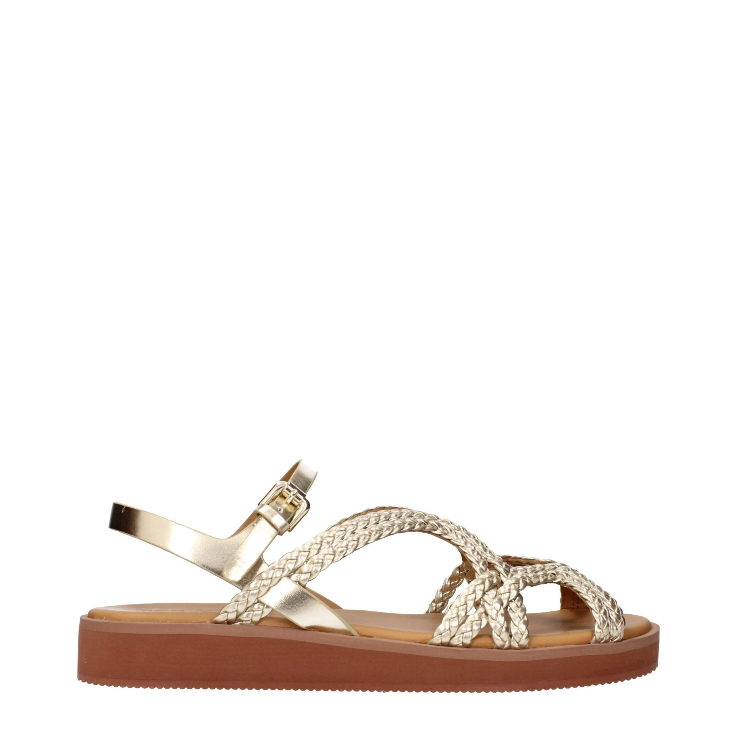 See By Chloé Gold Polyethylene Flat Sandals sold by Siebentaschen