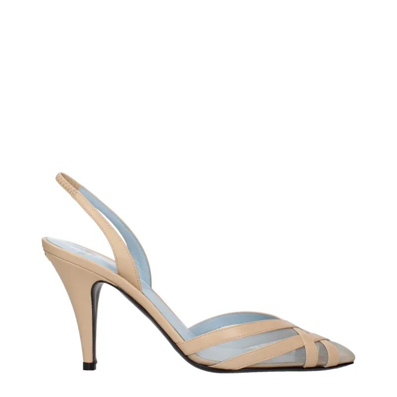 Valentino Garavani Beige Leather Stiletto Heel Sandals sold by Siebentaschen