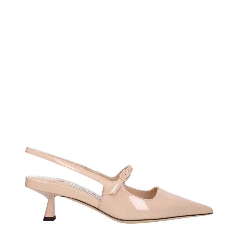 Jimmy Choo Pink Leather Mid Heel Pumps sold by Siebentaschen