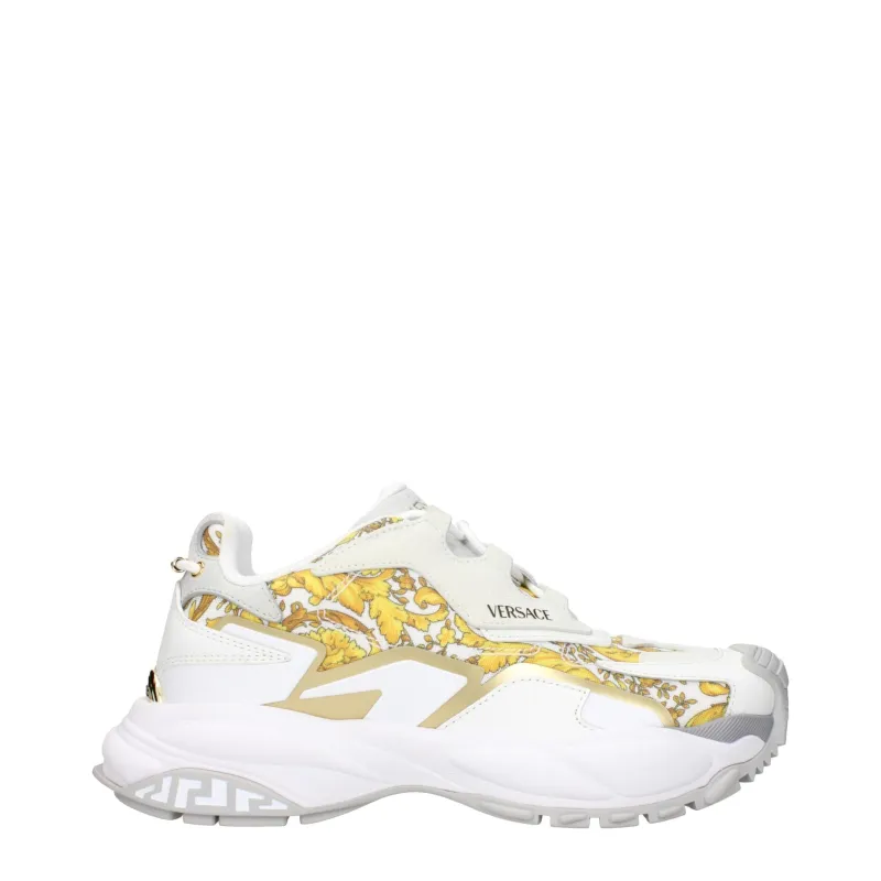 Versace Gold Fabric Low Top Sneakers sold by Siebentaschen