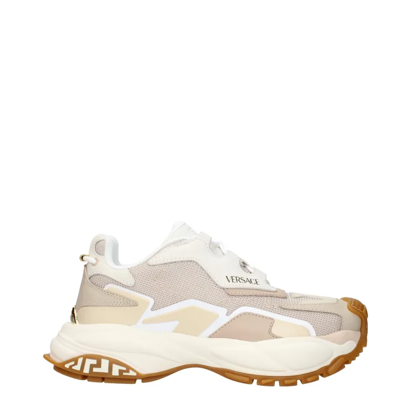 Versace Beige Fabric Chunky Sneakers sold by Siebentaschen