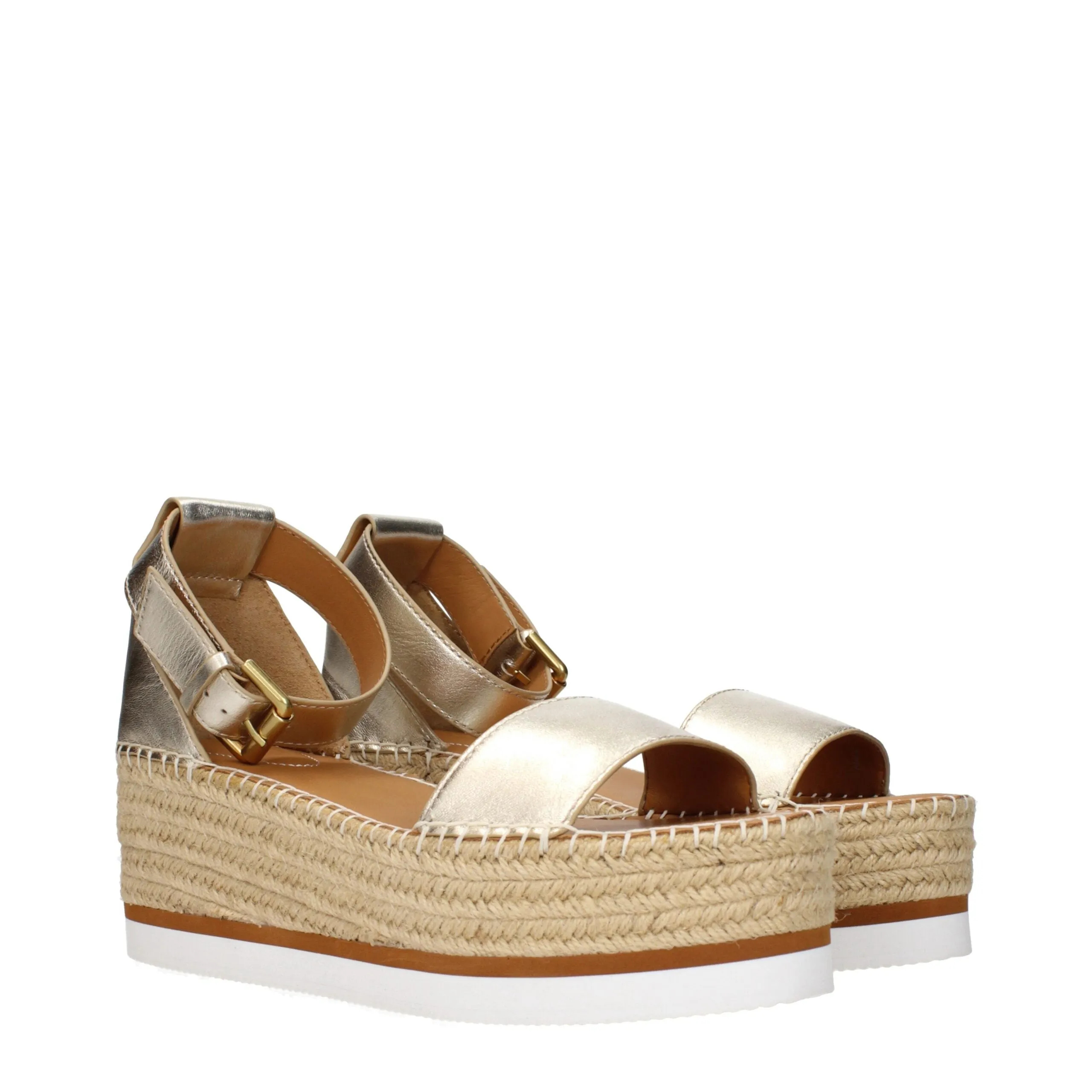 See By Chloé Gold Leather Wedge Sandals sold by Siebentaschen product image thumbnail 2