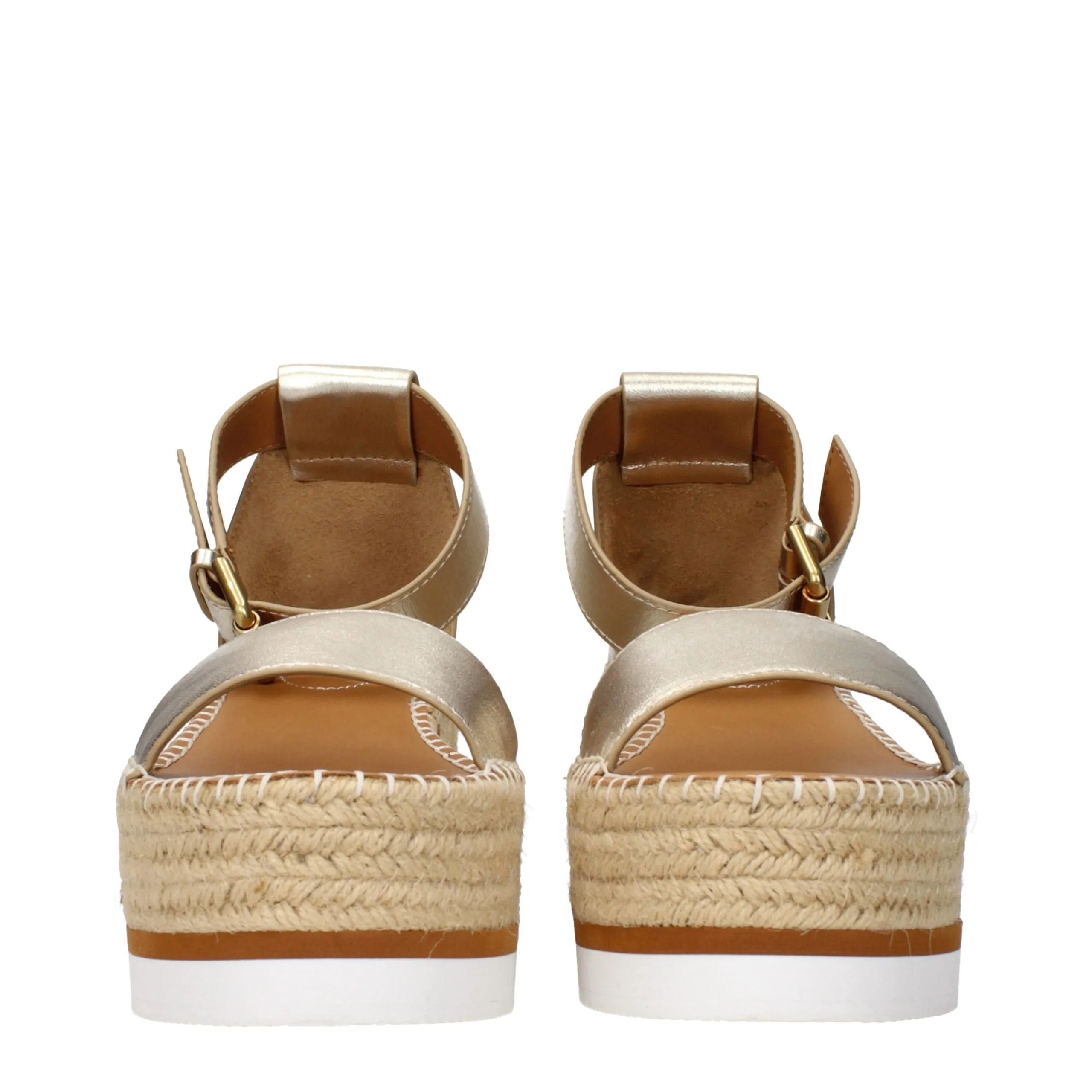 See By Chloé Gold Leather Wedge Sandals sold by Siebentaschen product image thumbnail 3