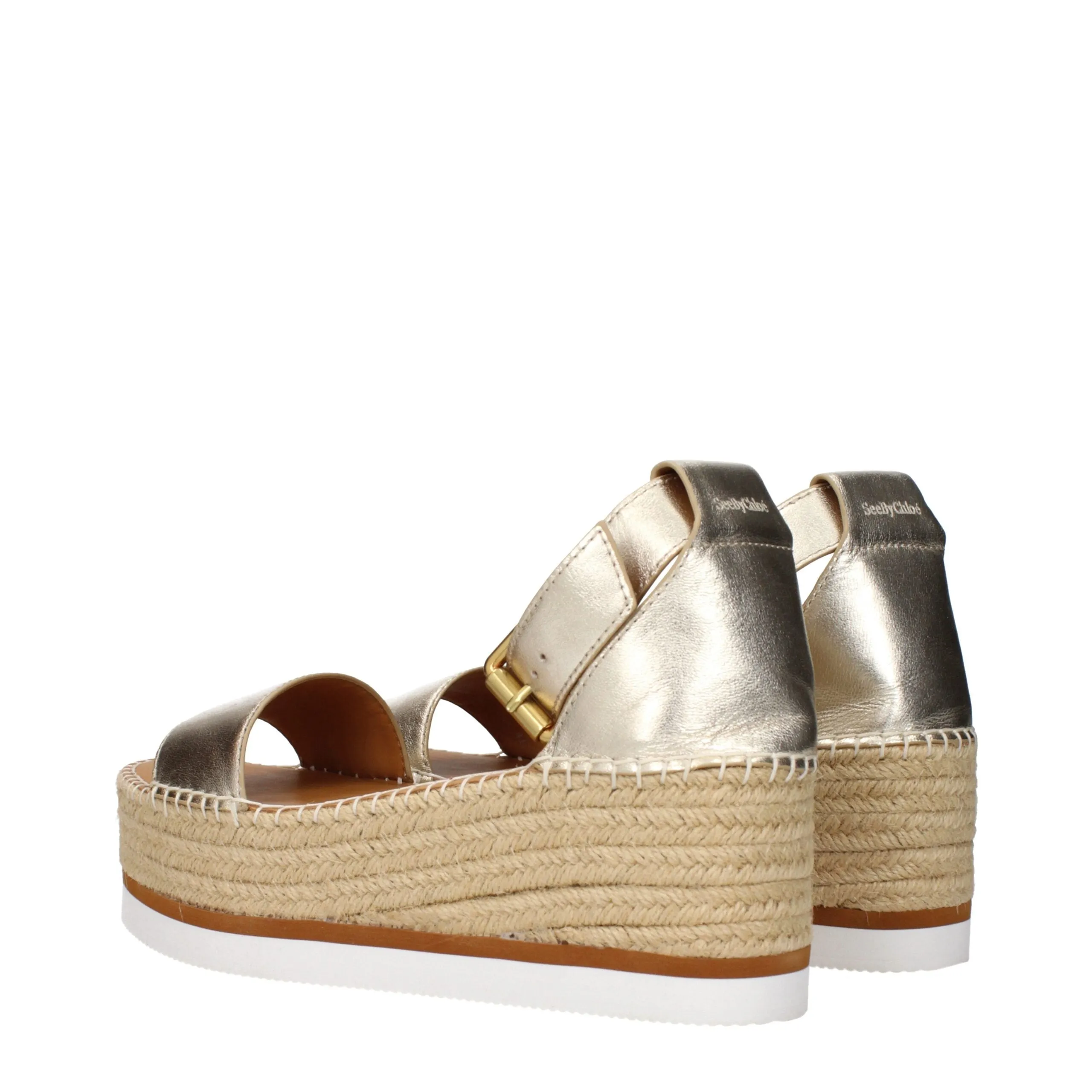 See By Chloé Gold Leather Wedge Sandals sold by Siebentaschen product image thumbnail 4