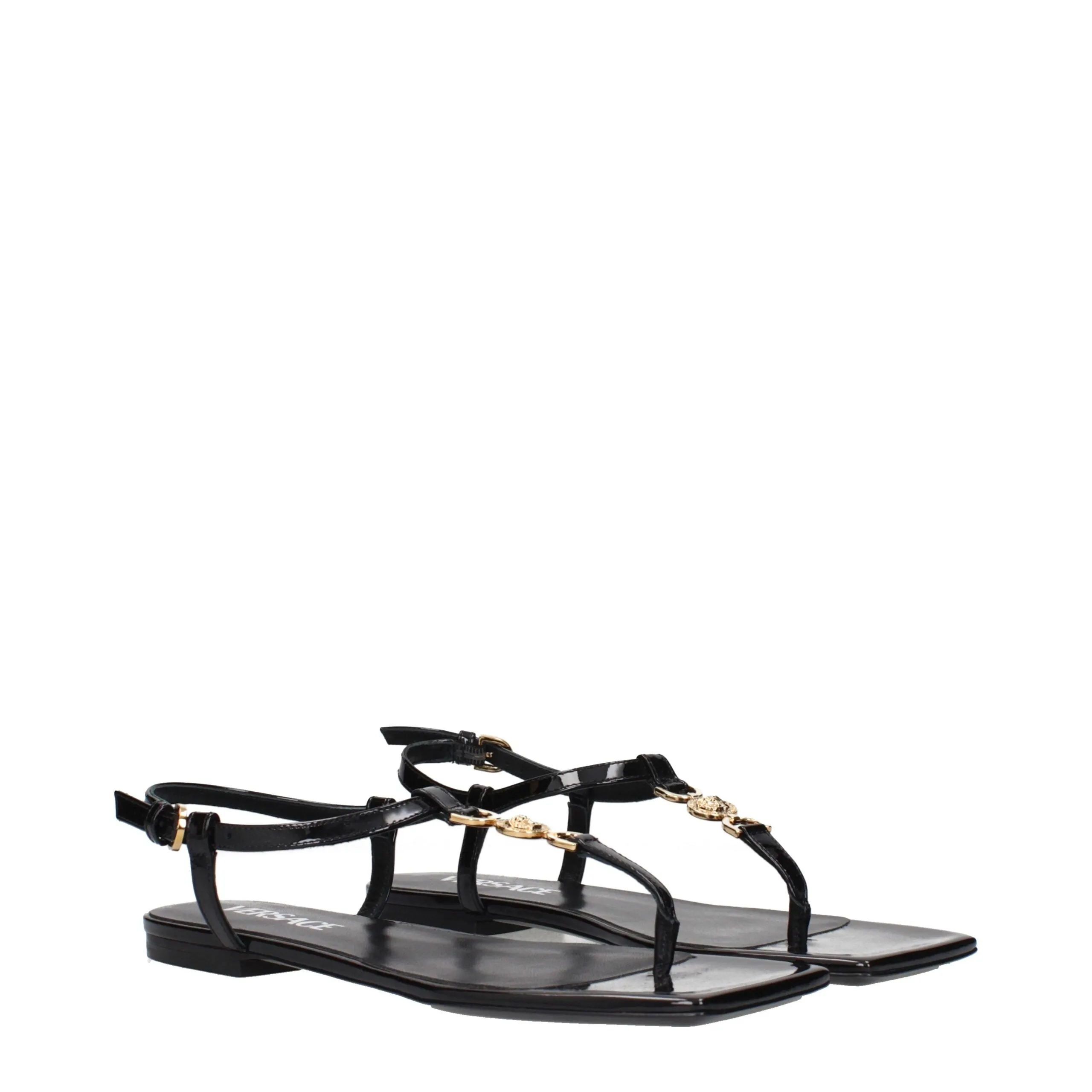 Versace Black Leather Flip-Flop Sandals sold by Siebentaschen product image thumbnail 2