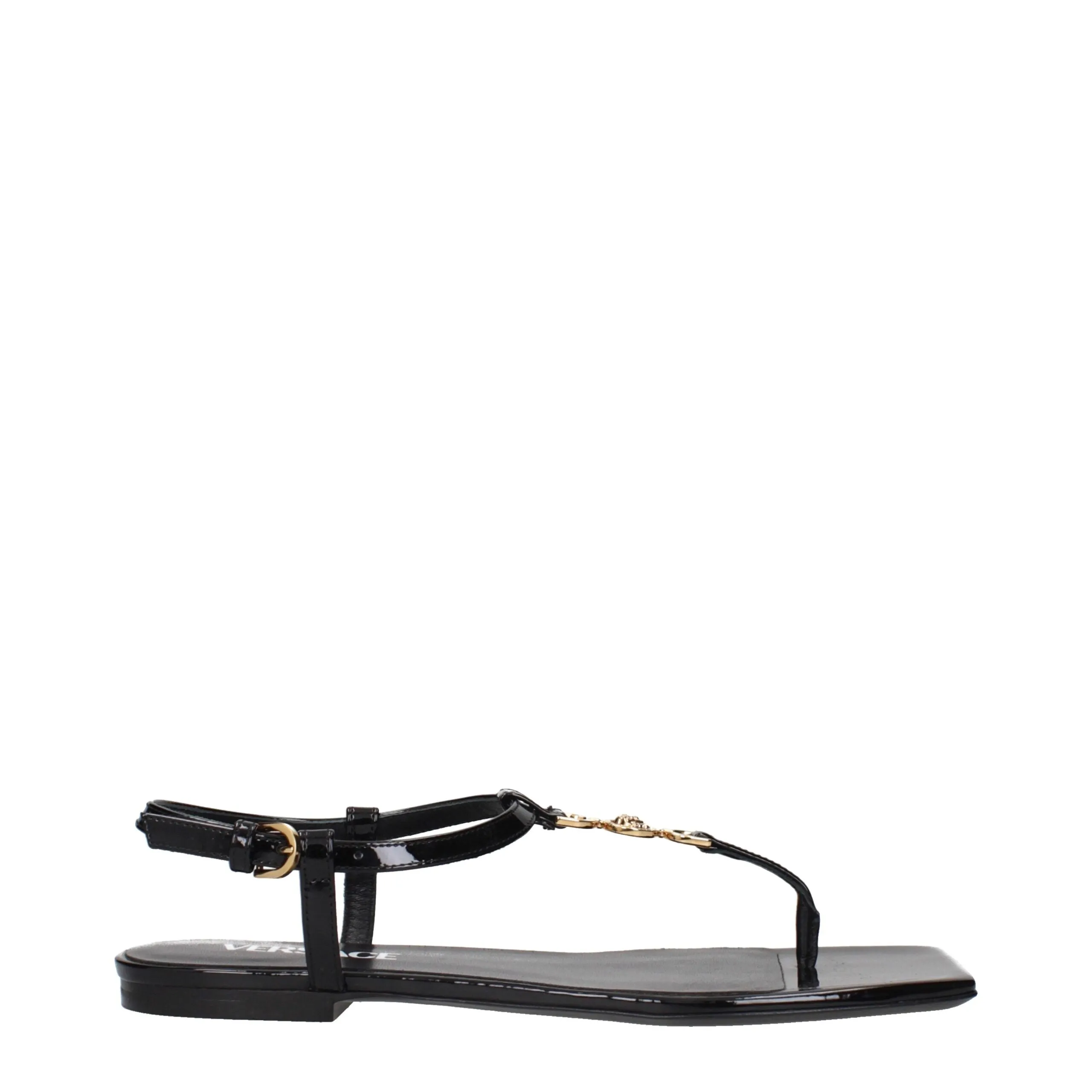 Versace Black Leather Flip-Flop Sandals sold by Siebentaschen