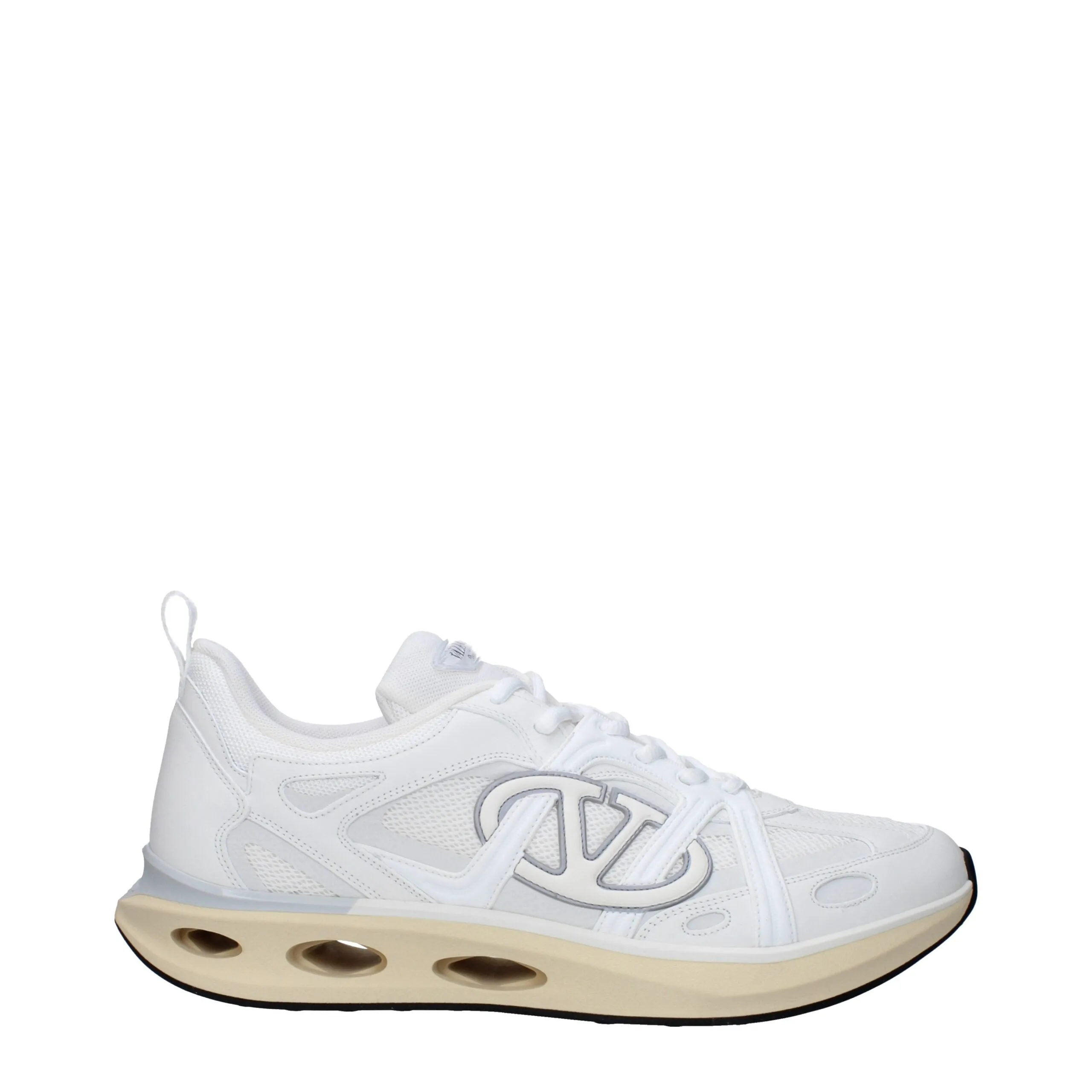 Valentino Garavani White Fabric Athletic Sneakers sold by Siebentaschen