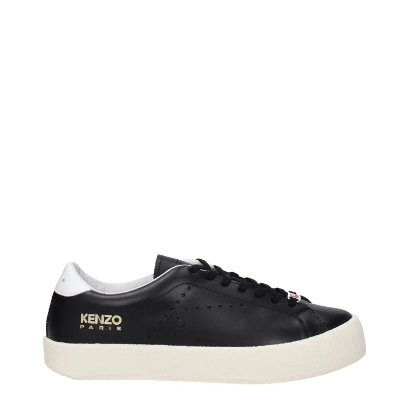 Kenzo Black Leather Low Top Sneakers sold by Siebentaschen