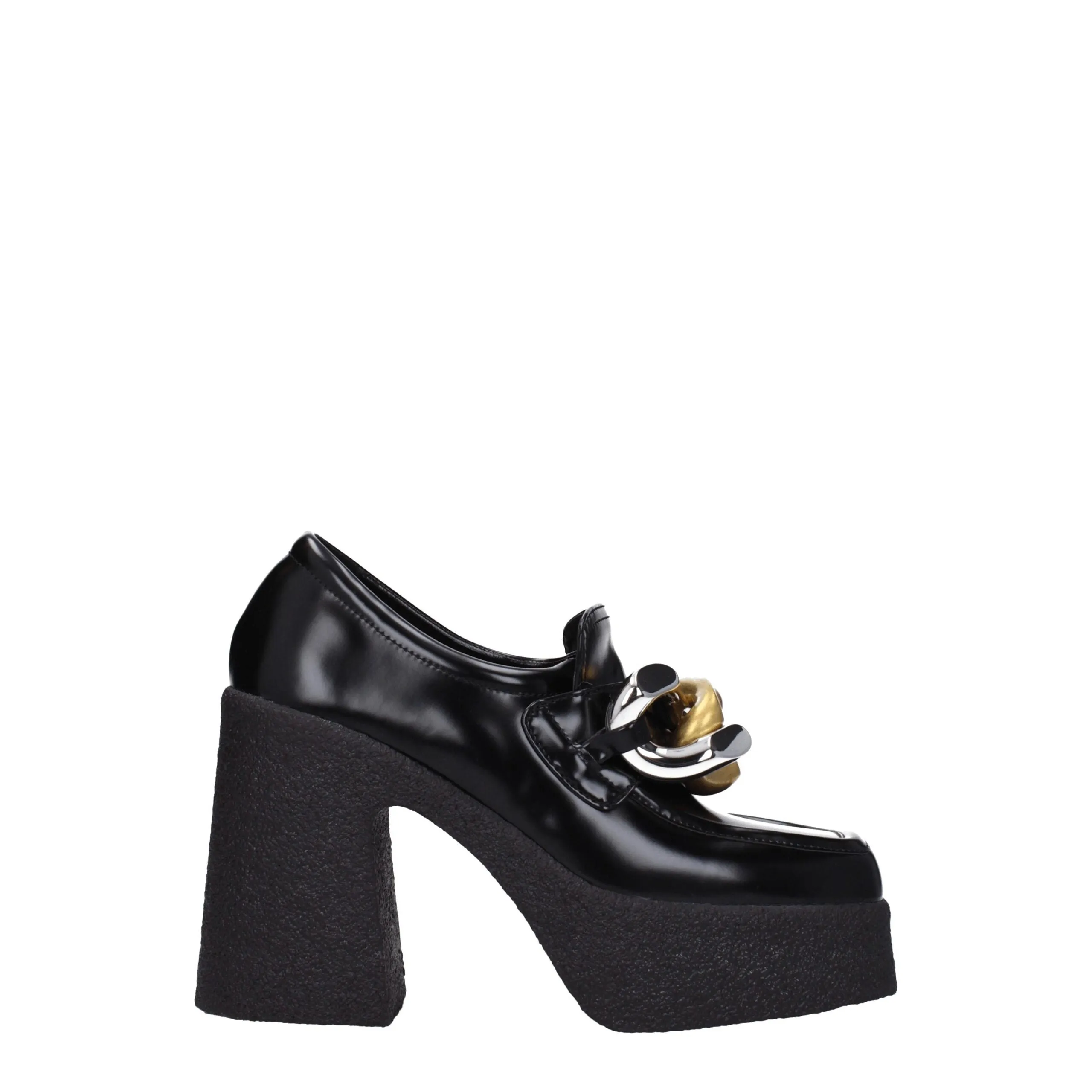 Stella McCartney Black Leather Platform Loafers sold by Siebentaschen