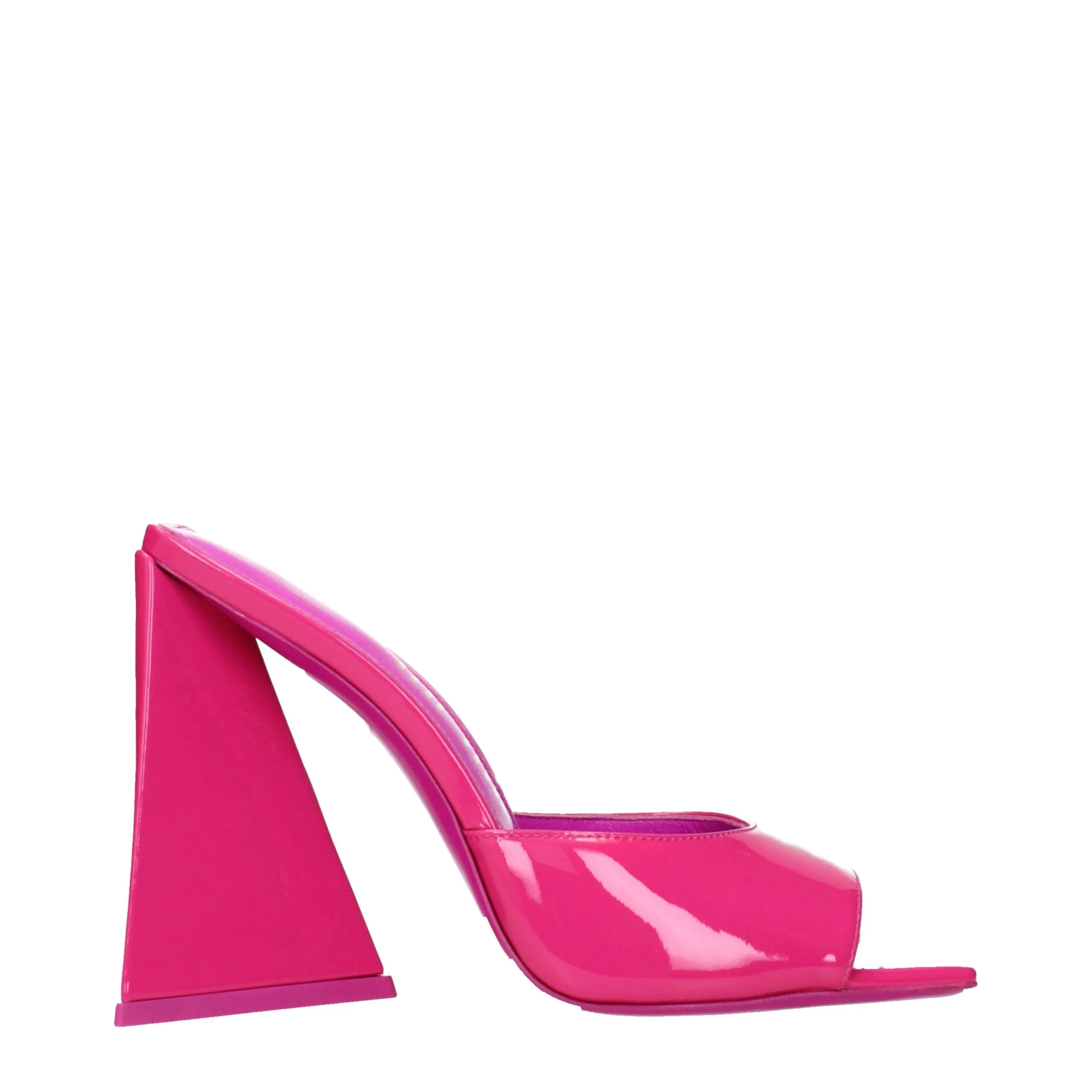 The Attico Pink Leather Platform Sandals sold by Siebentaschen