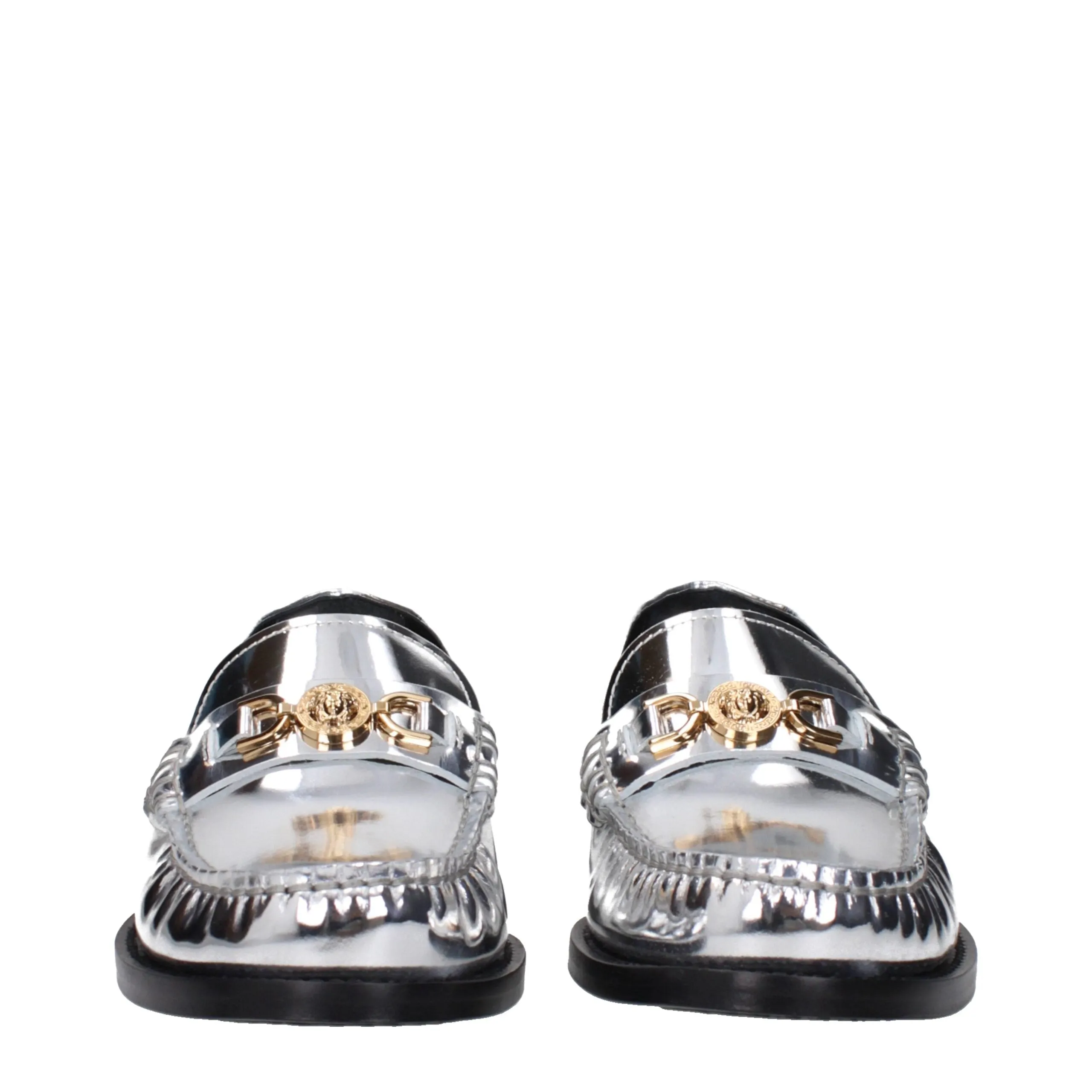 Versace Gray Leather Slip-On Loafers sold by Siebentaschen product image thumbnail 3