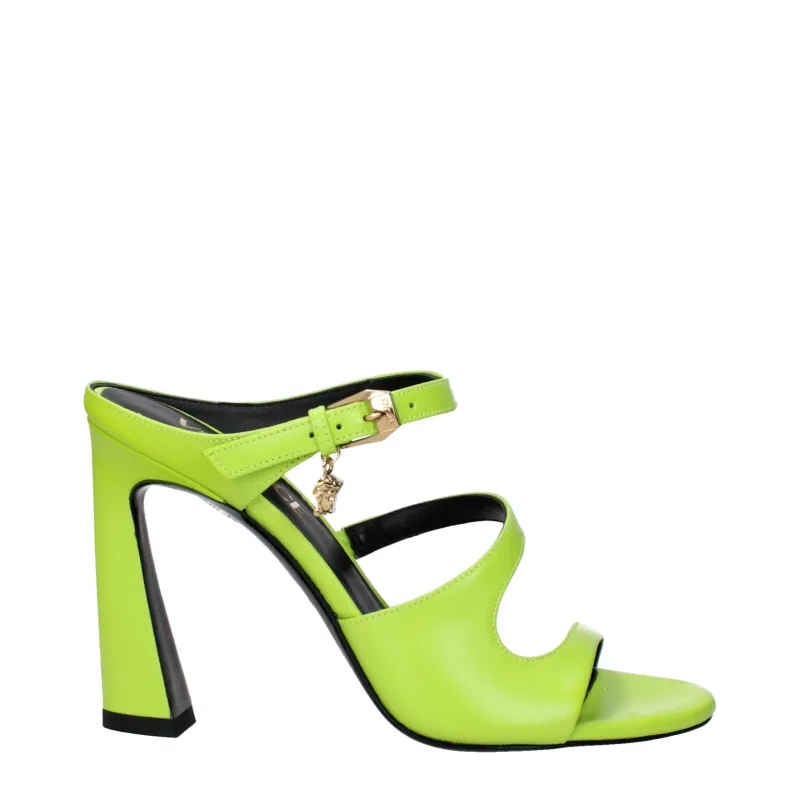 Versace Green Leather Stiletto Heel Sandals sold by Siebentaschen
