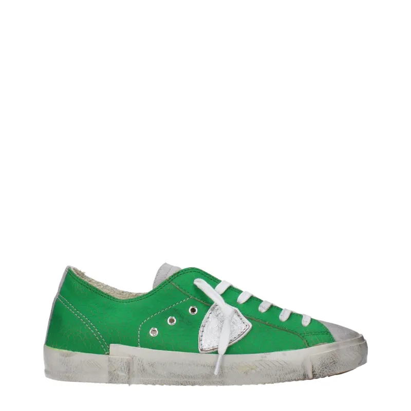 Philippe Model Green Leather Low Top Sneakers sold by Siebentaschen