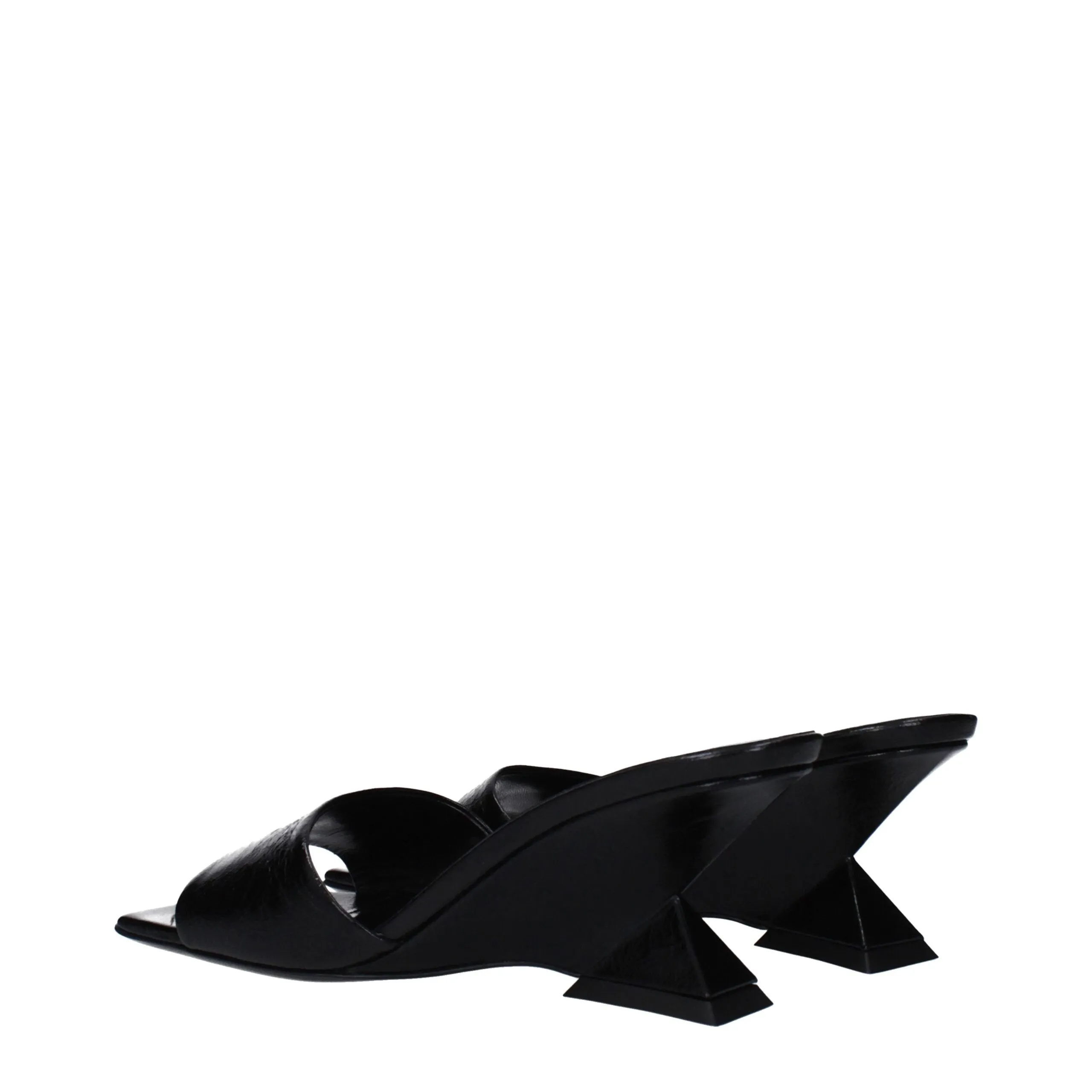 The Attico Black Leather Flat Sandals sold by Siebentaschen product image thumbnail 4