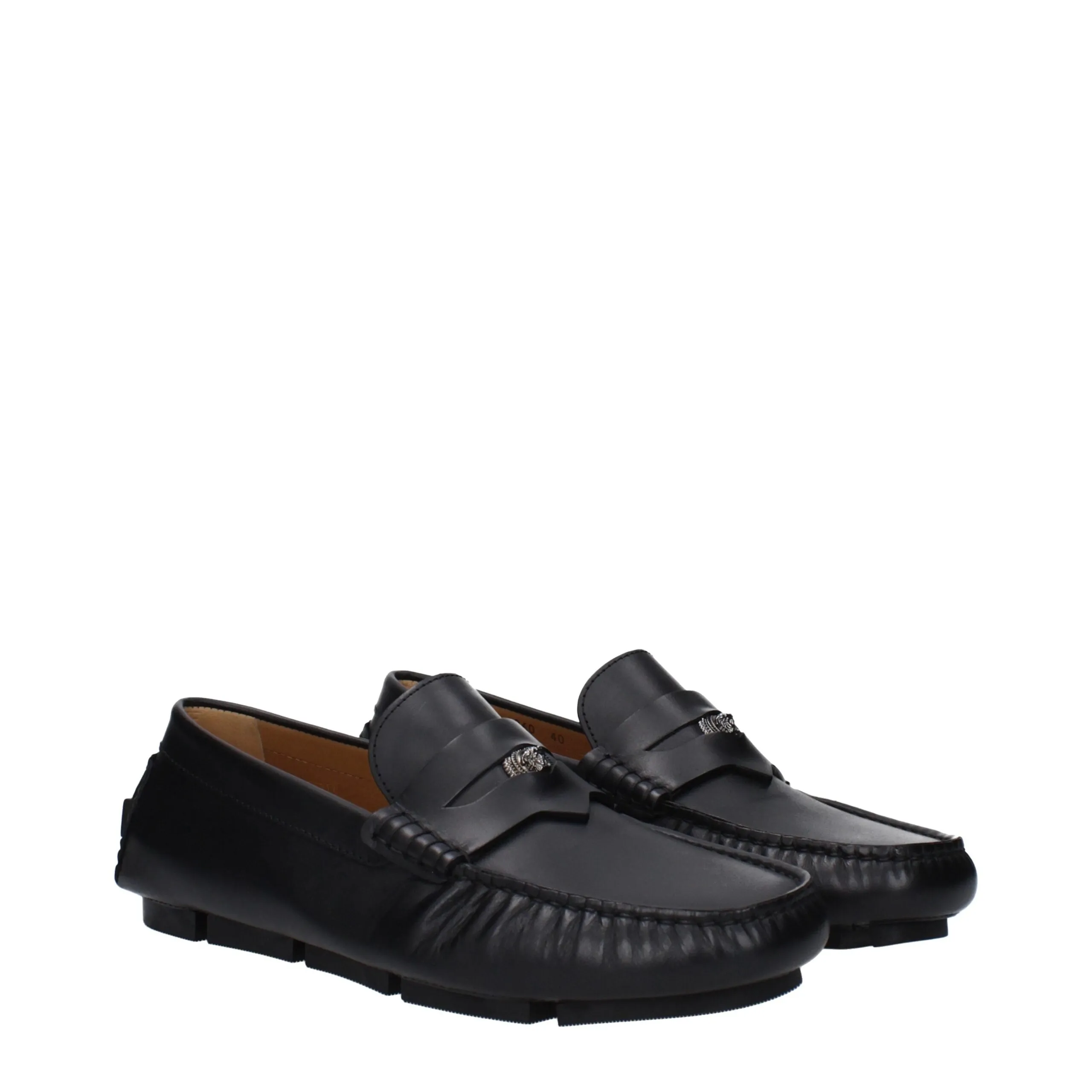 Versace Black Leather Slip-On Loafers sold by Siebentaschen product image thumbnail 2