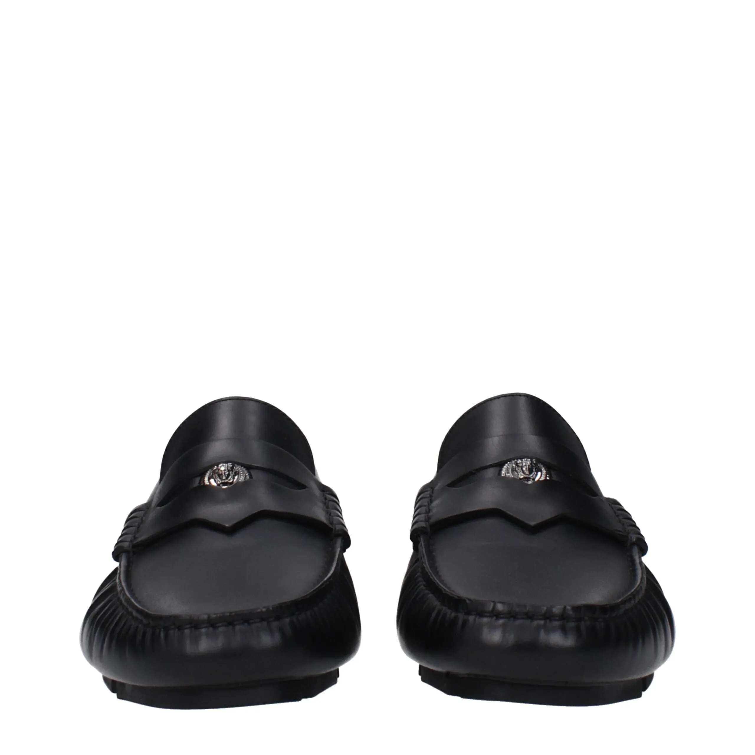 Versace Black Leather Slip-On Loafers sold by Siebentaschen product image thumbnail 3