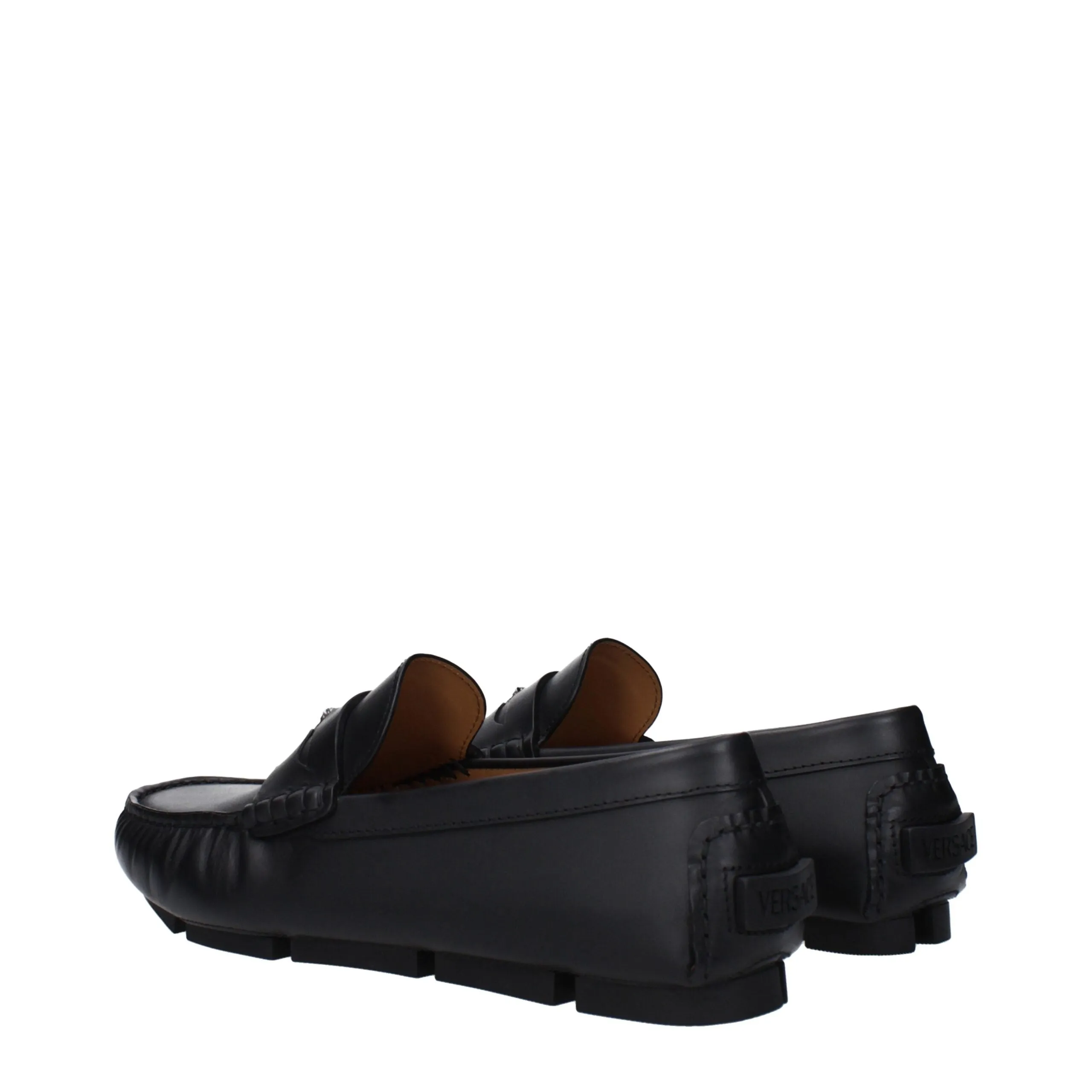 Versace Black Leather Slip-On Loafers sold by Siebentaschen product image thumbnail 4