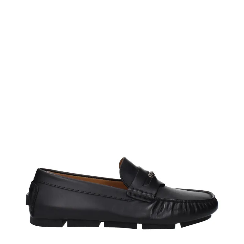 Versace Black Leather Slip-On Loafers sold by Siebentaschen