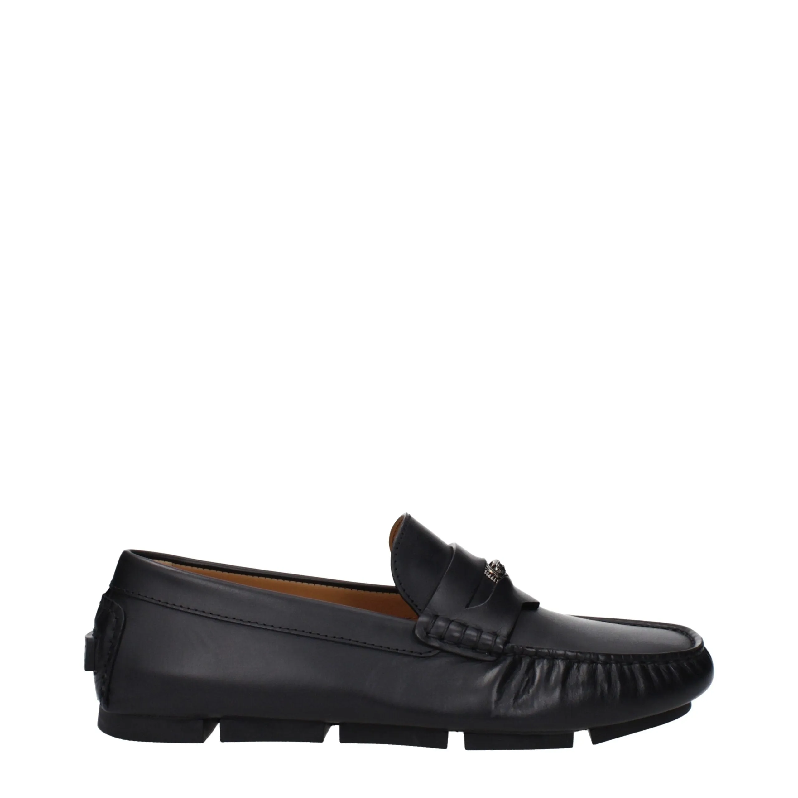 Versace Black Leather Slip-On Loafers sold by Siebentaschen