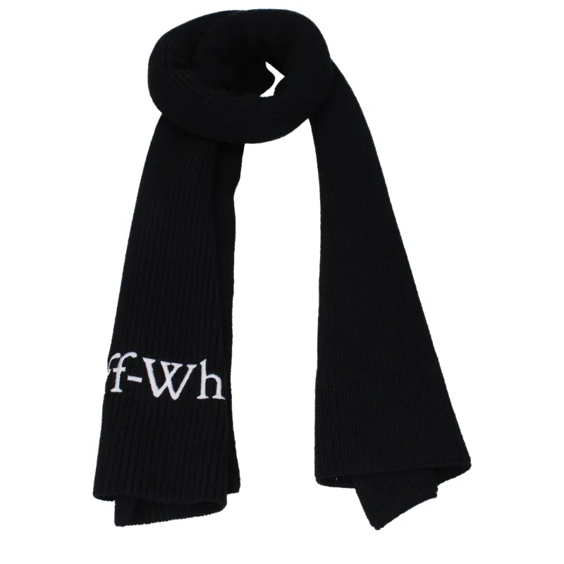 Off-White Black Wool Scarf sold by Siebentaschen