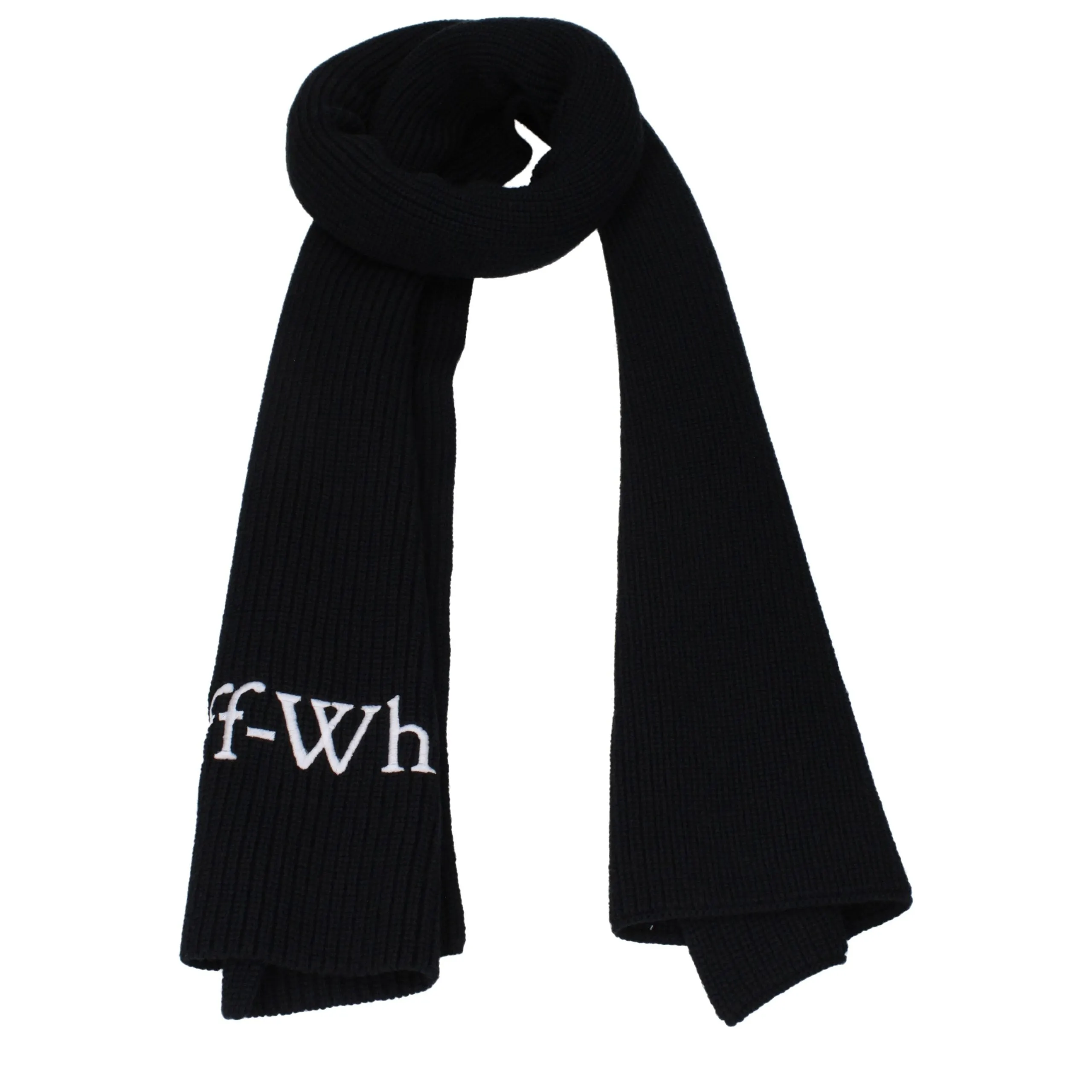 Off-White Black Wool Scarf sold by Siebentaschen