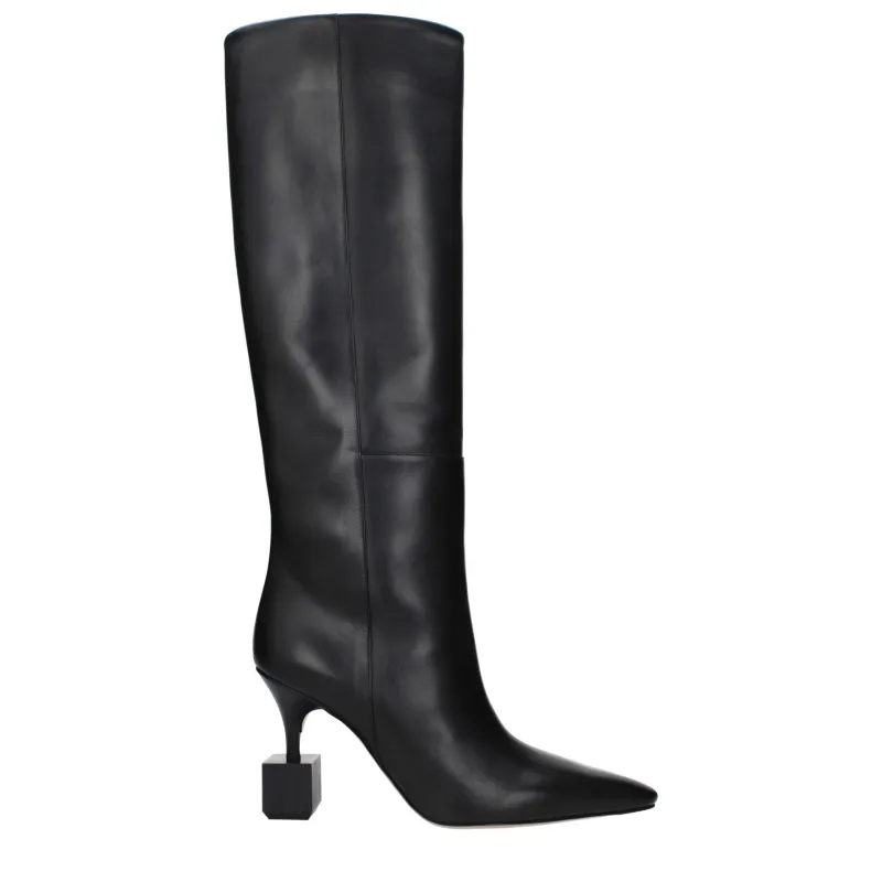 Jacquemus Black Leather High Heel Boots sold by Siebentaschen