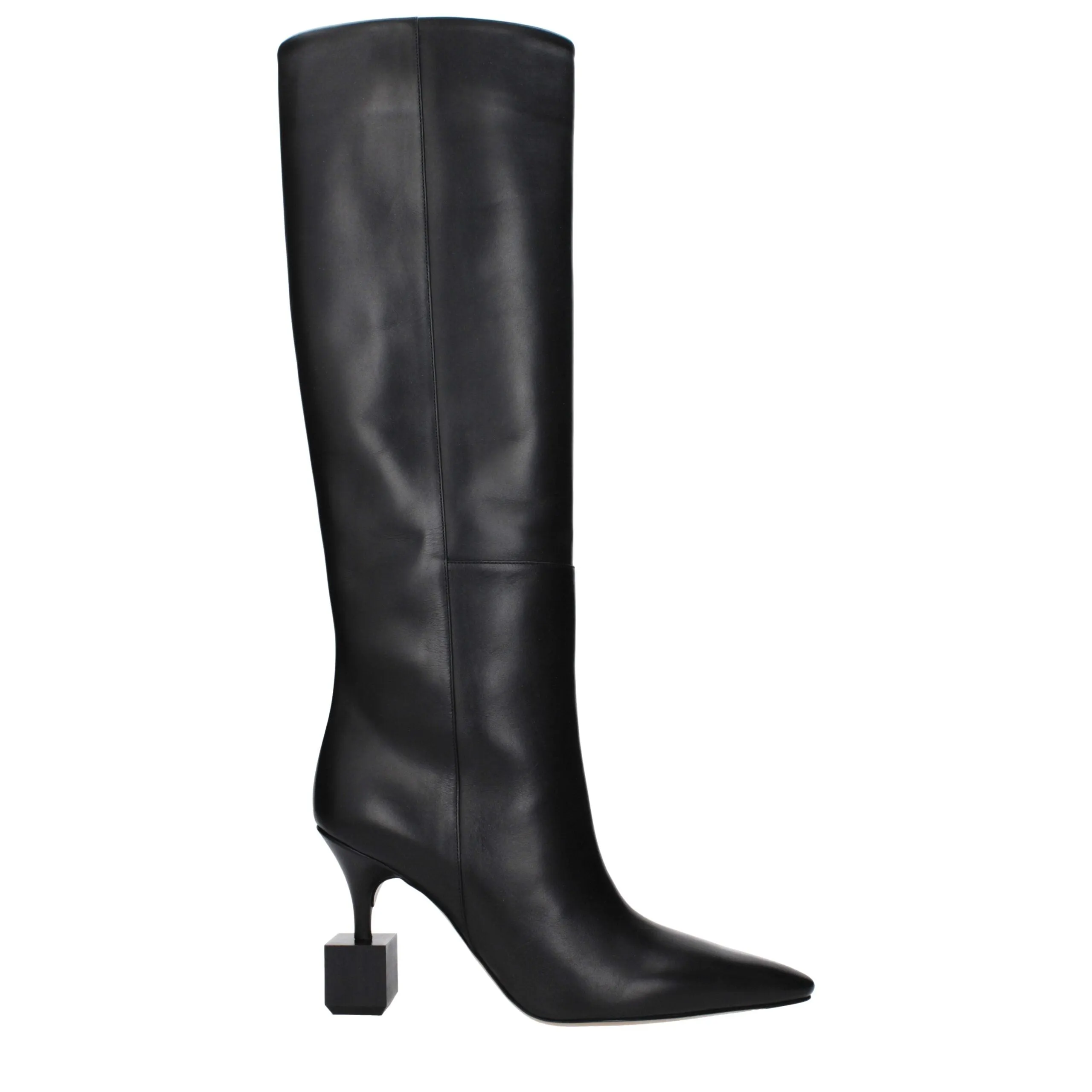 Jacquemus Black Leather High Heel Boots sold by Siebentaschen