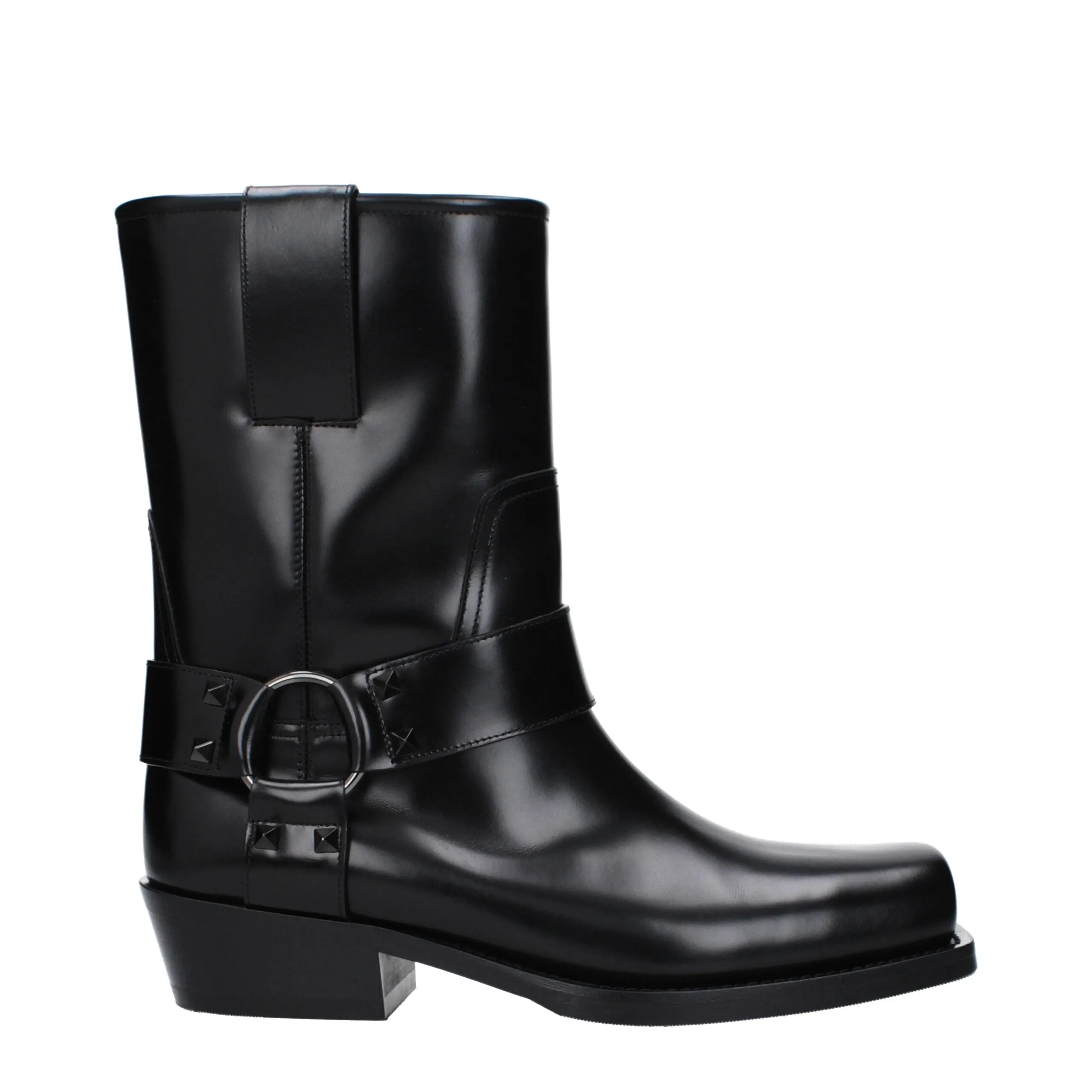 Valentino Garavani Black Leather Ankle Boots sold by Siebentaschen