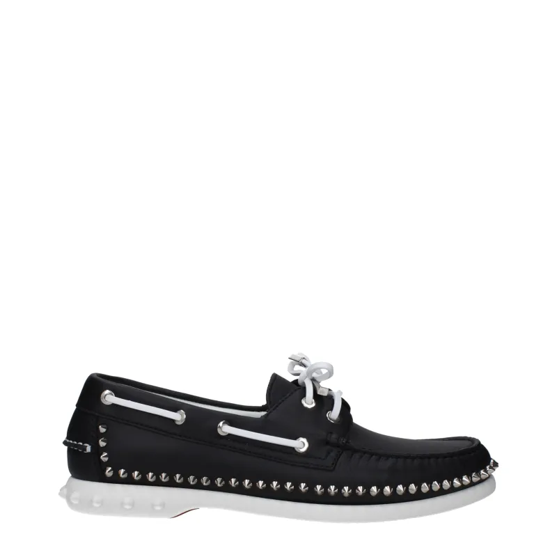 Christian Louboutin Black Leather Slip-On Loafers sold by Siebentaschen