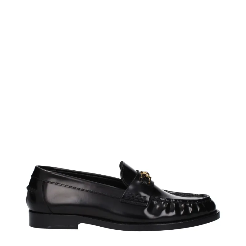 Versace Black Leather Slip-On Loafers sold by Siebentaschen
