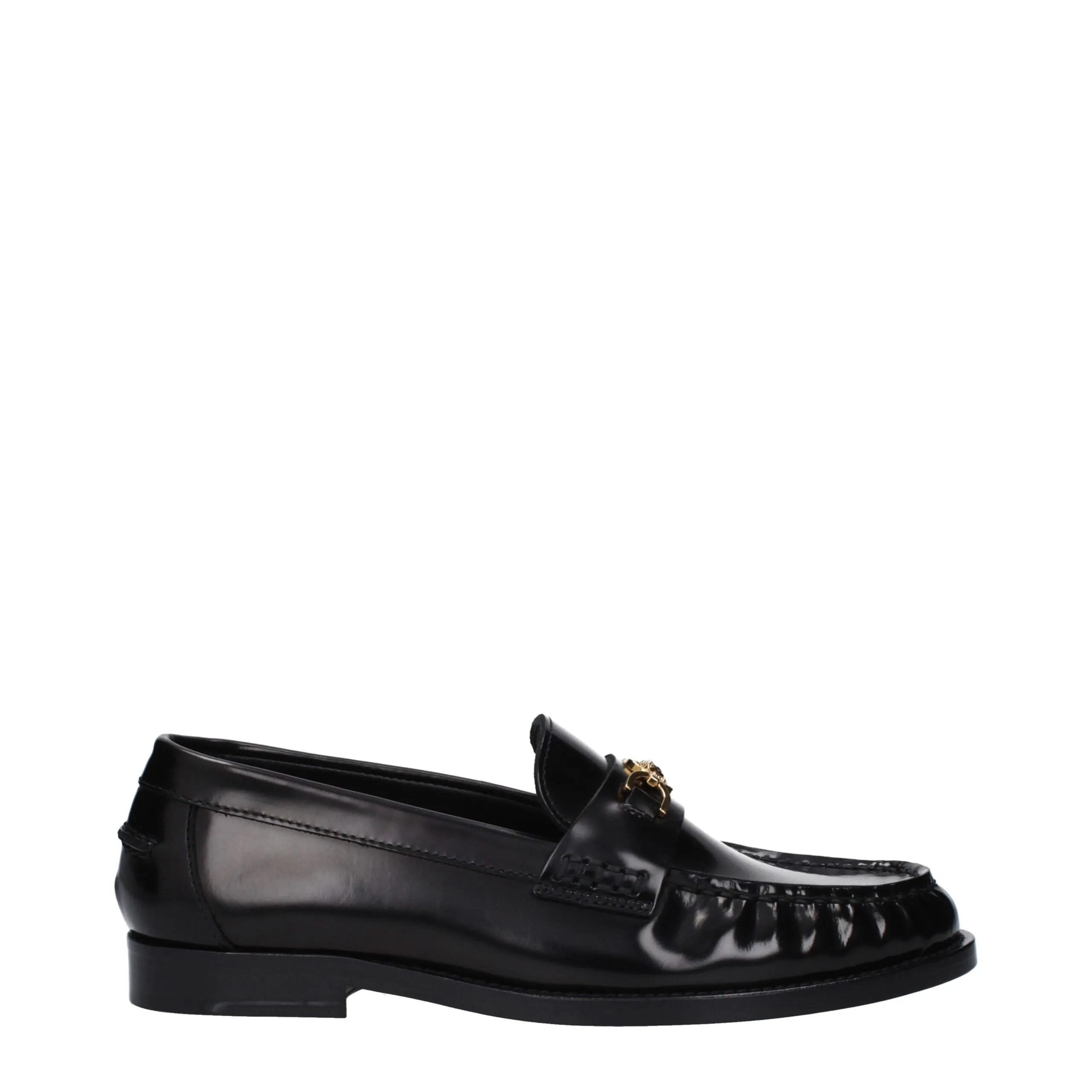 Versace Black Leather Slip-On Loafers sold by Siebentaschen