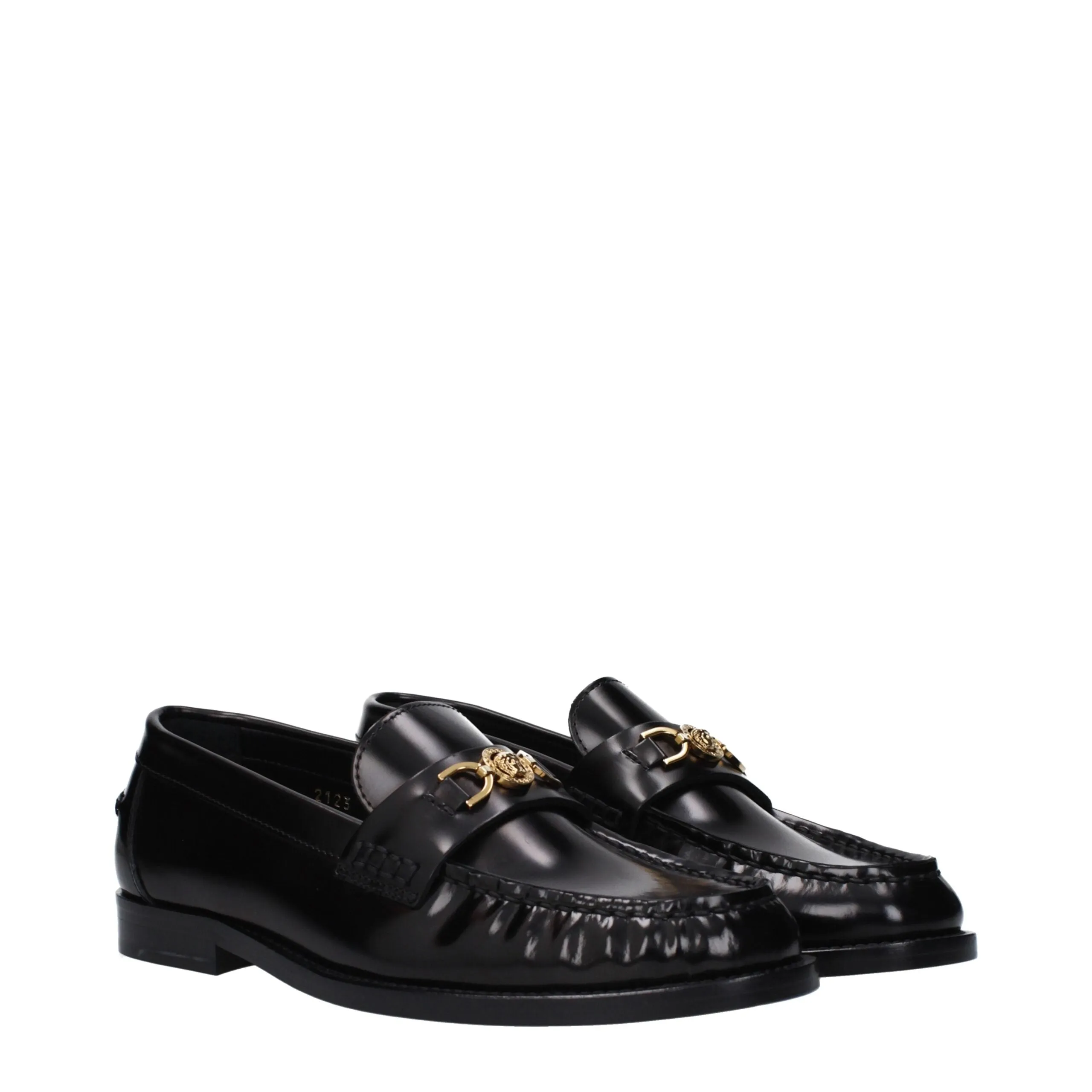 Versace Black Leather Slip-On Loafers sold by Siebentaschen product image thumbnail 2