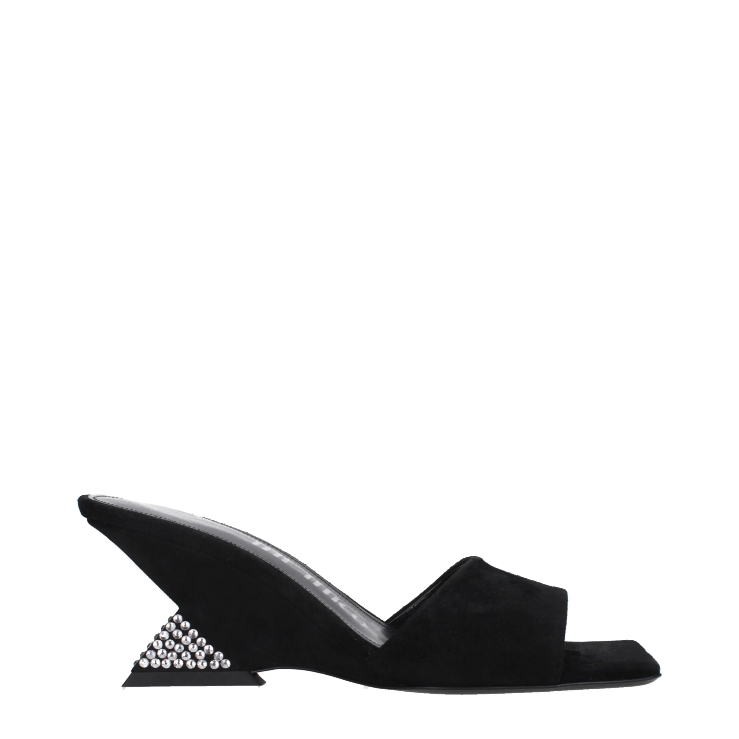 The Attico Black Leather Platform Sandals sold by Siebentaschen