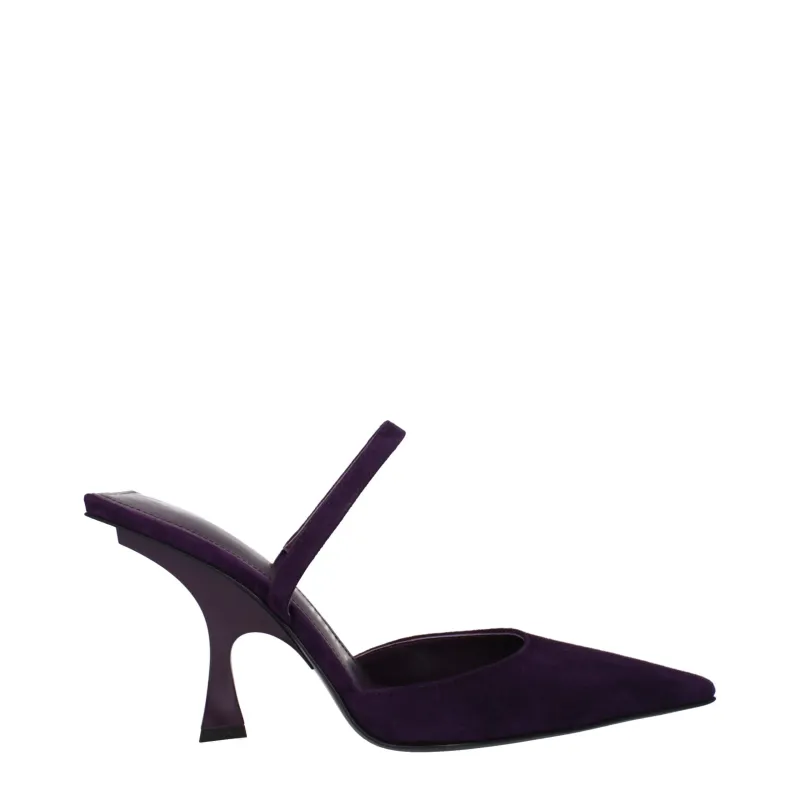 The Attico Purple Leather Stiletto Heel Sandals sold by Siebentaschen