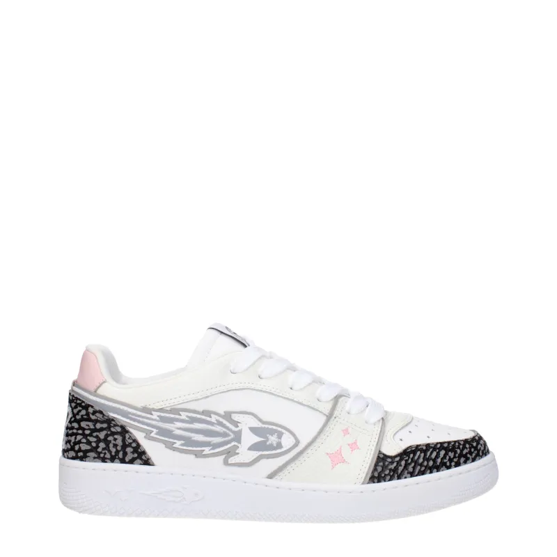 Enterprise Japan White Leather Athletic Sneakers sold by Siebentaschen