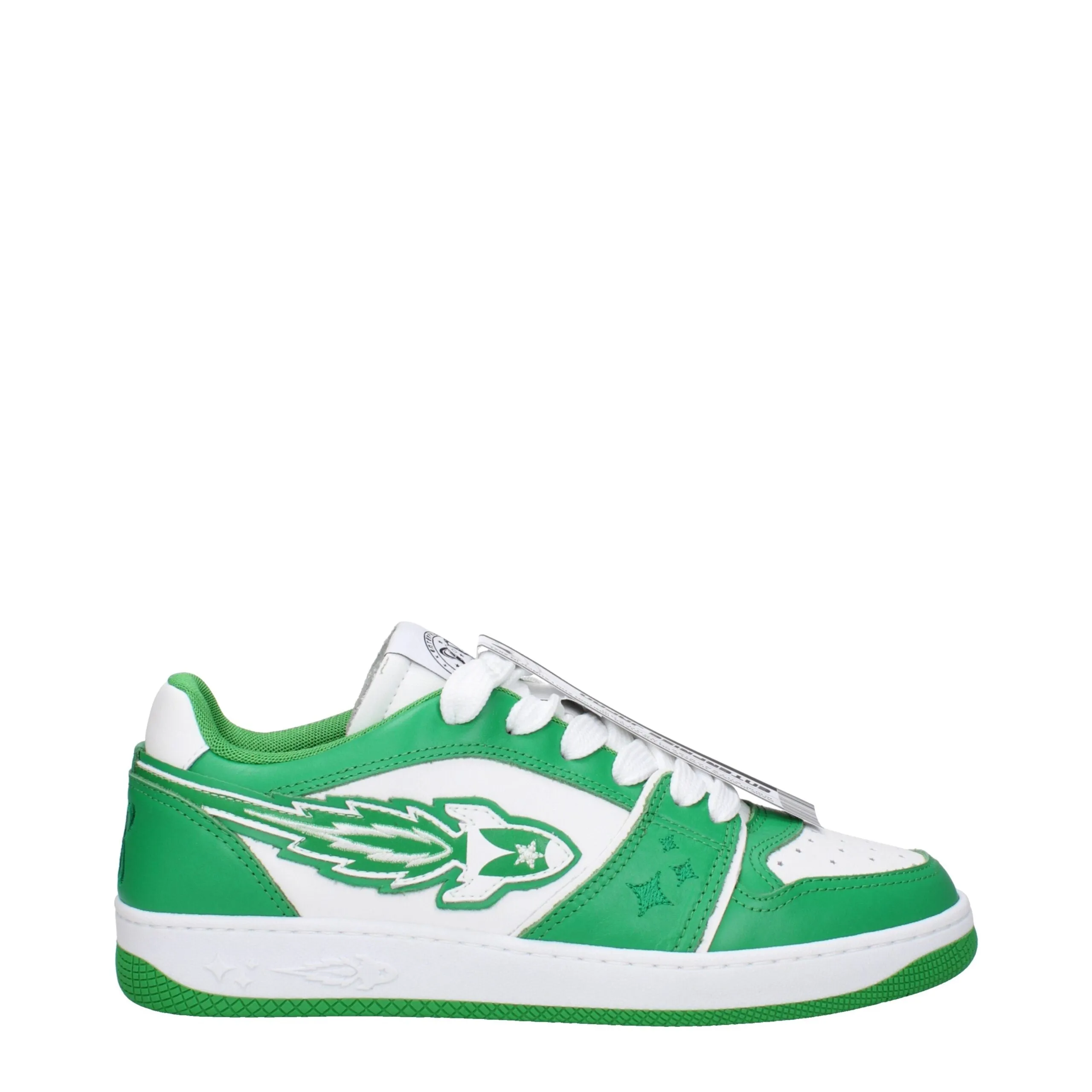 Enterprise Japan Green Leather Low Top Sneakers sold by Siebentaschen