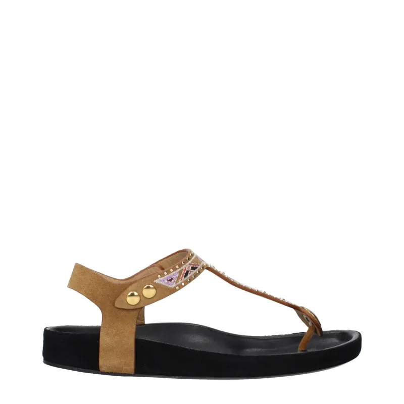 Isabel Marant Beige Leather Flip-Flop Sandals sold by Siebentaschen