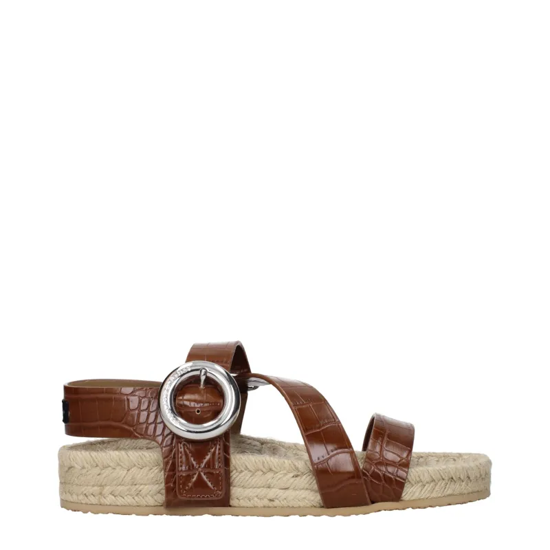 Stella McCartney Brown Leather Flat Sandals made by Stella McCartney