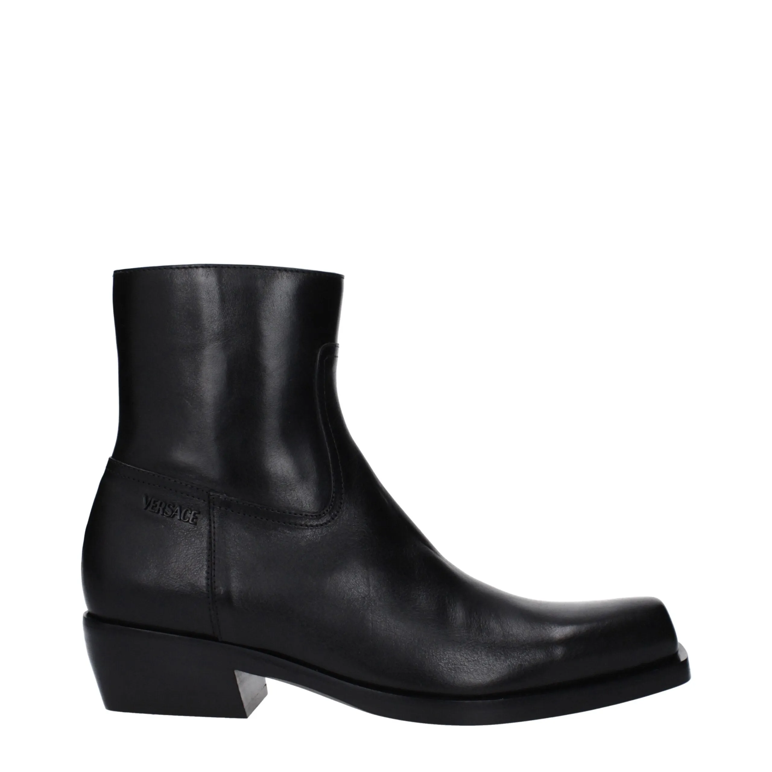 Versace Black Leather Ankle Boots sold by Siebentaschen
