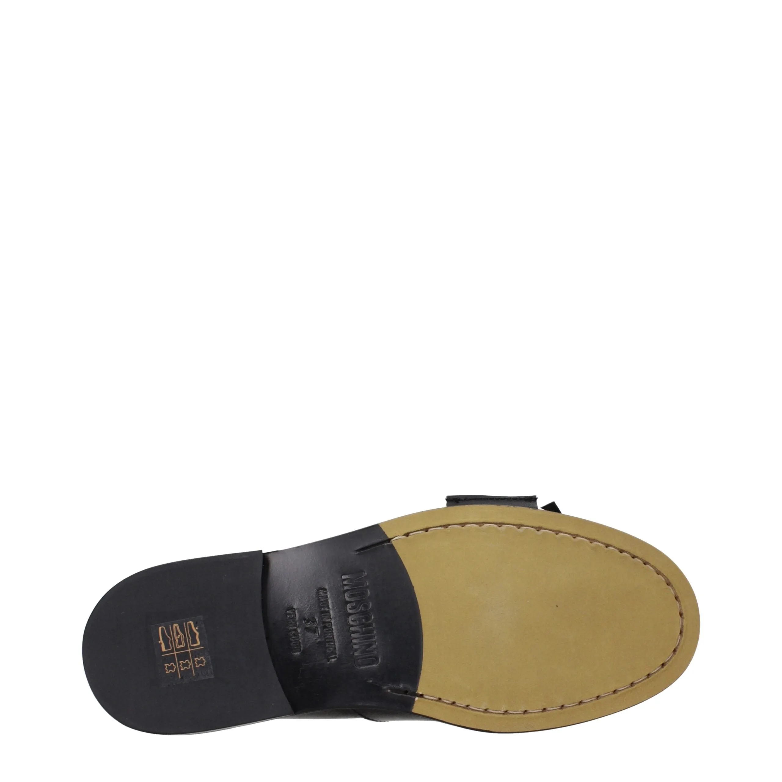 Moschino Black Leather Slip-On Loafers sold by Siebentaschen product image thumbnail 5