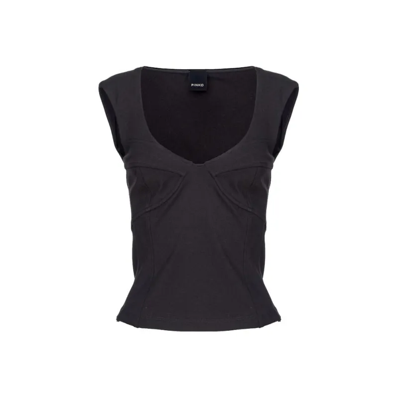 PINKO Black Viscose Women Top sold by Siebentaschen