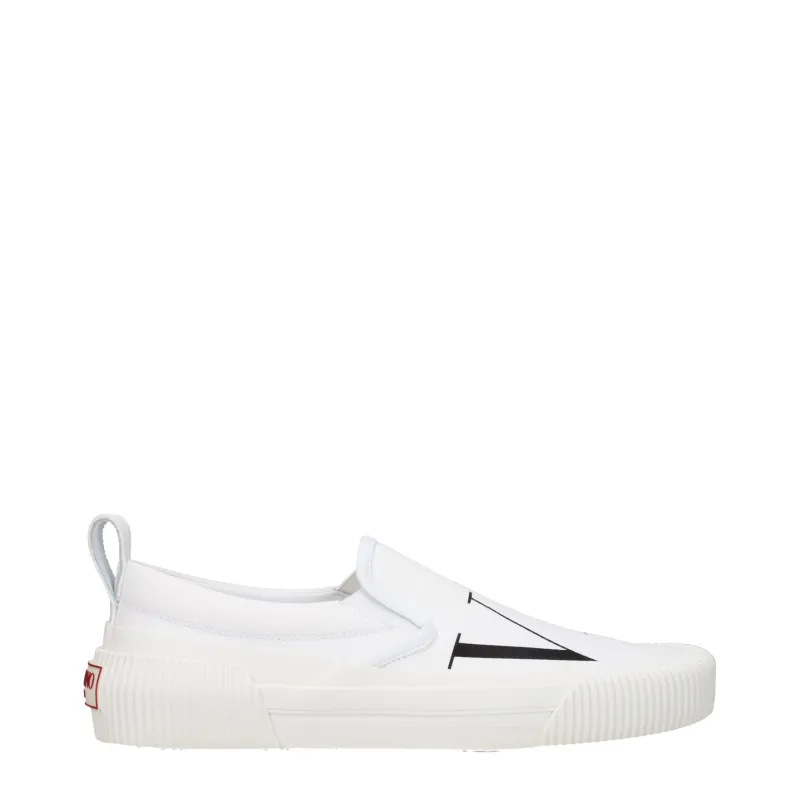 Valentino Garavani White Fabric Slip-On Loafers sold by Siebentaschen