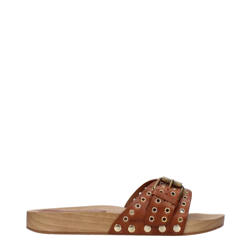 Isabel Marant Brown Leather Slippers sold by Siebentaschen
