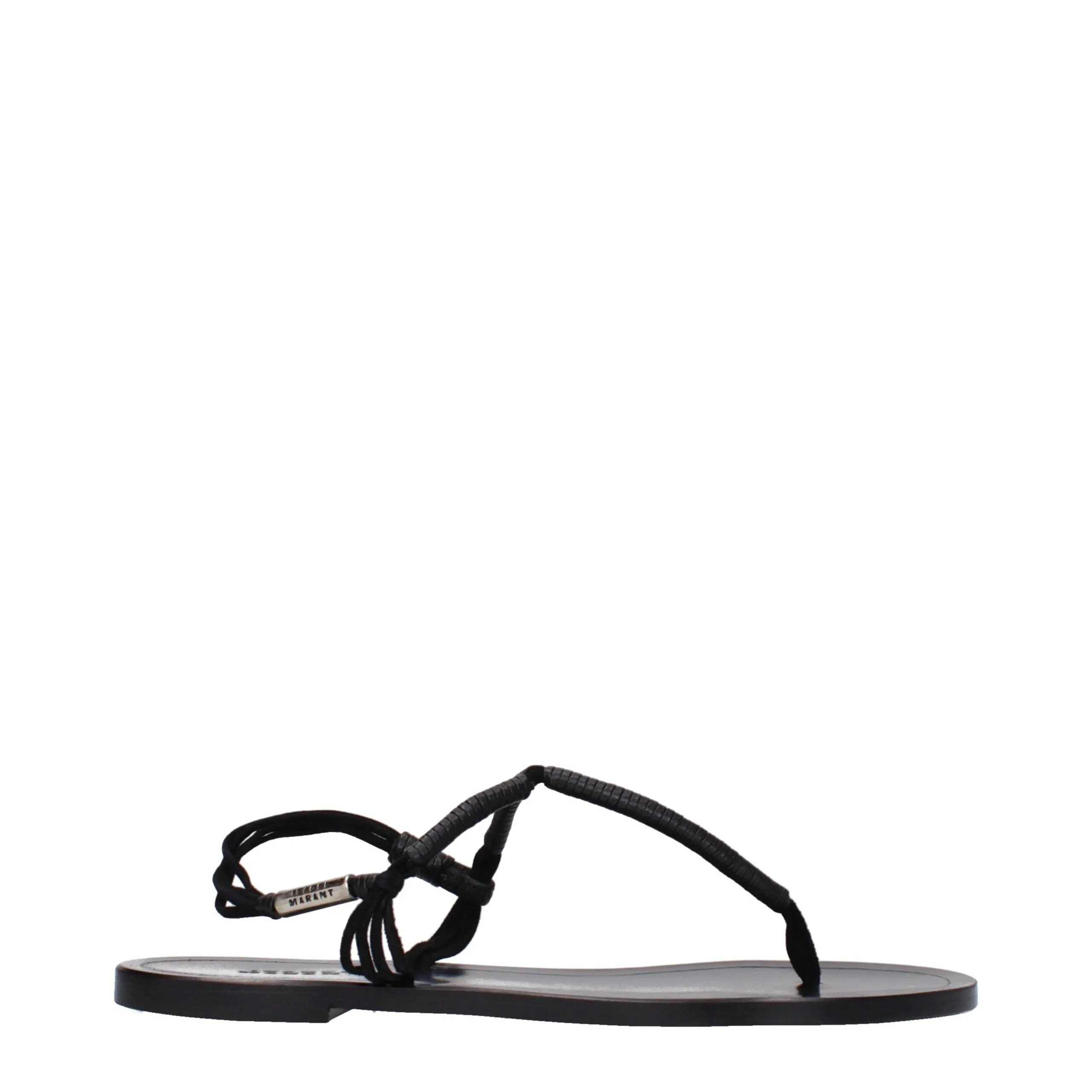 Isabel Marant Black Leather Flip-Flop Sandals sold by Siebentaschen