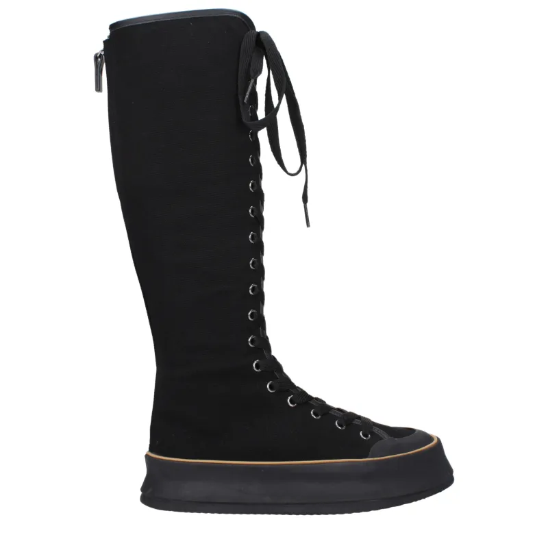 Max Mara Black Fabric Lace-Up Boots sold by Siebentaschen