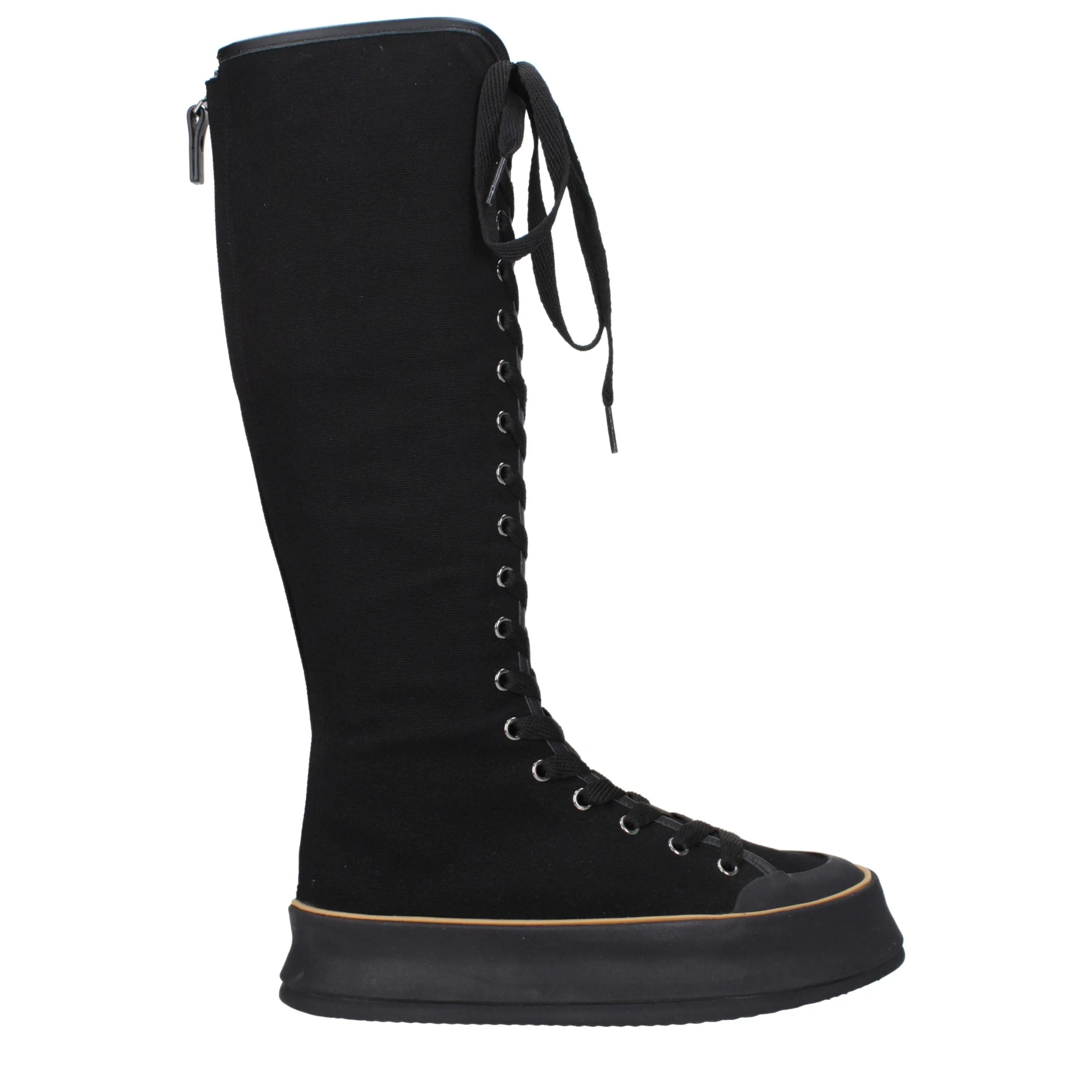 Max Mara Black Fabric Lace-Up Boots sold by Siebentaschen