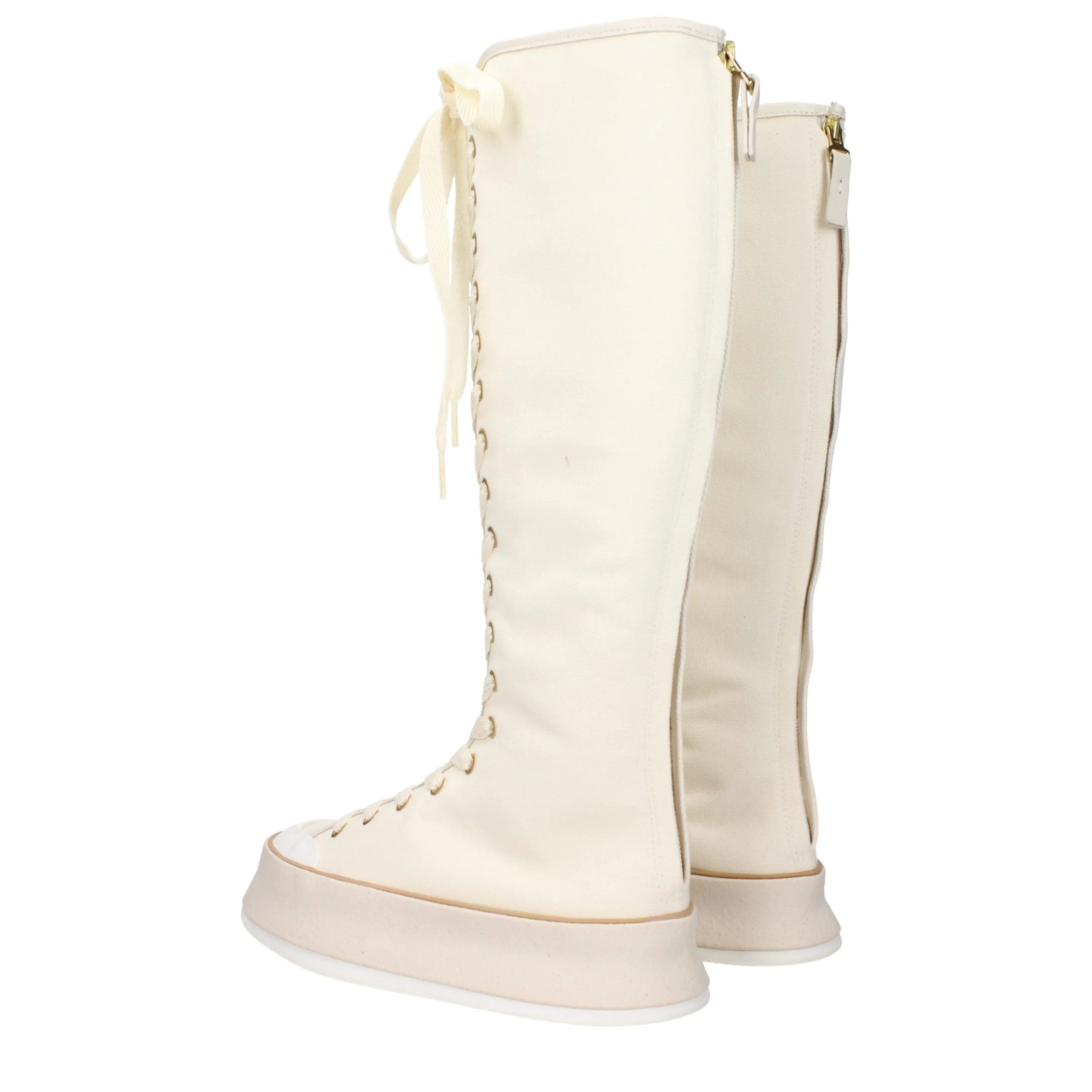 Max Mara Beige Fabric Lace-Up Boots sold by Siebentaschen product image thumbnail 4